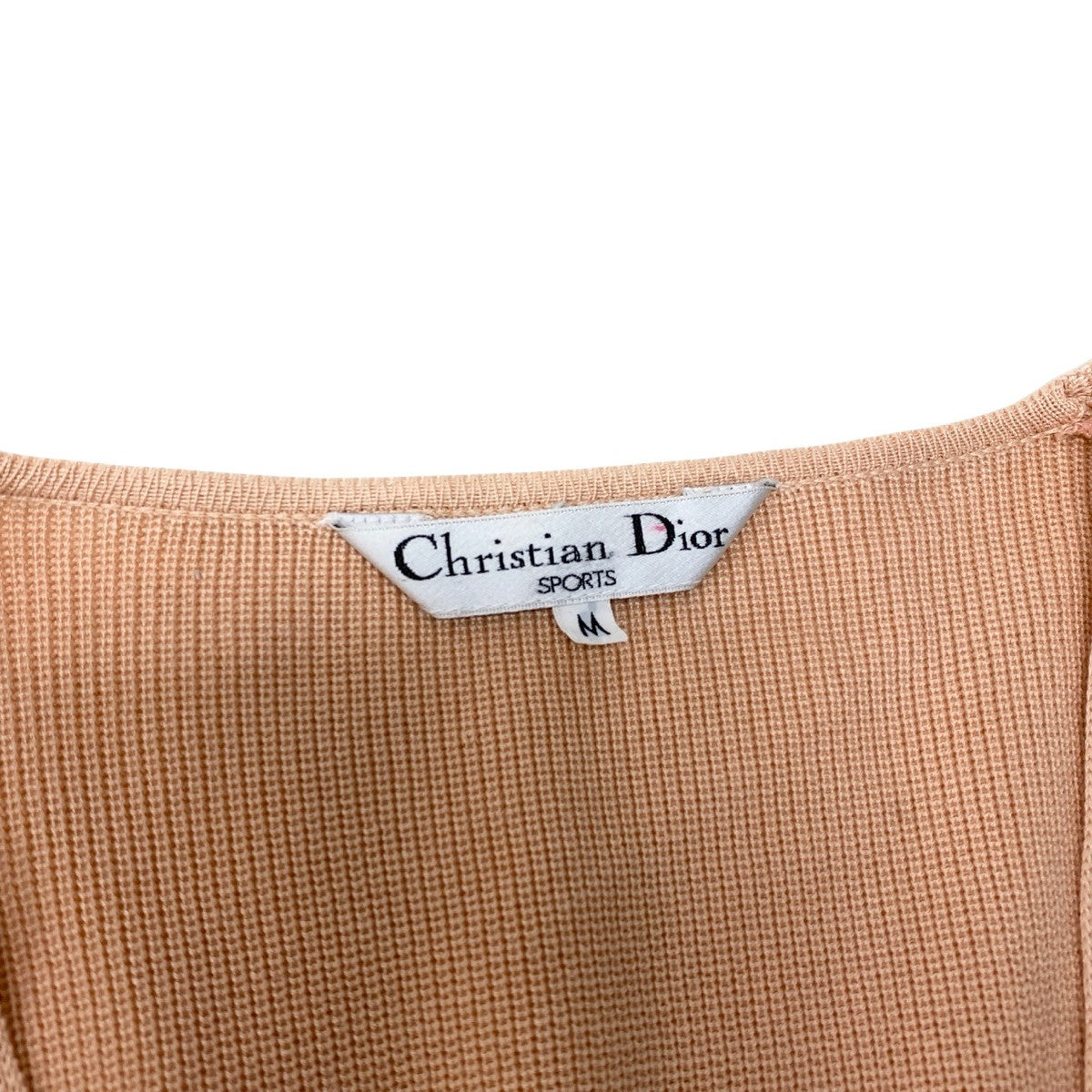 54h21 Christian Dior SPORT クリスチャンディオール ハイゲージニット カーディガン ロゴ刺繍 サイズM オレンジ系 ウール100％ レディースo07t