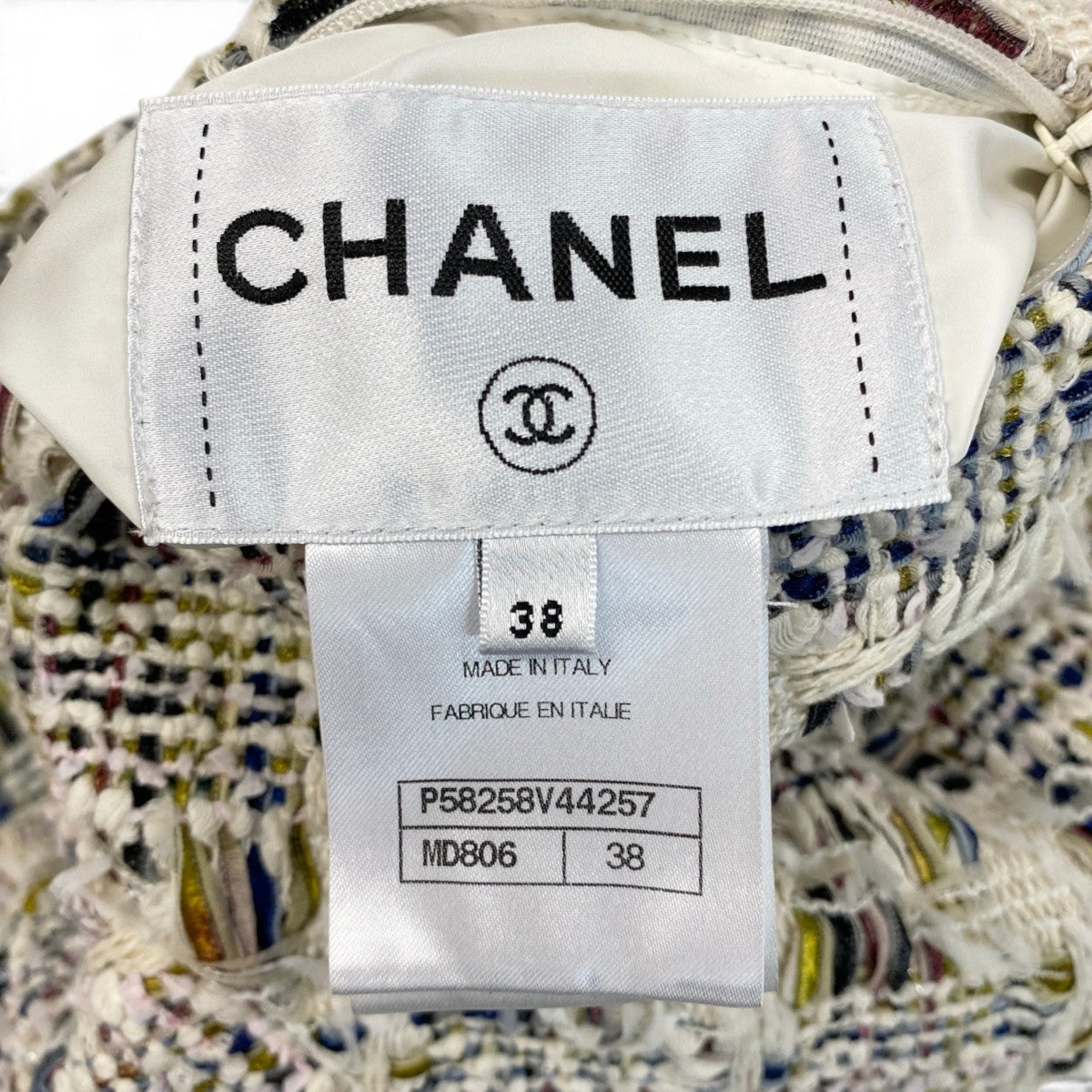 h31 【美品】CHANEL ファンシーツイード リバーシブル オーバージャケット P58258 38サイズ マルチカラー レディース 女性用k02i
