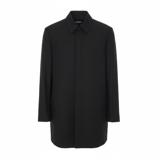 Eg8 【新品保管品】BALENCIAGA ウールツイールシャツジャケット 46サイズ ブラック メンズ 男性用u02t