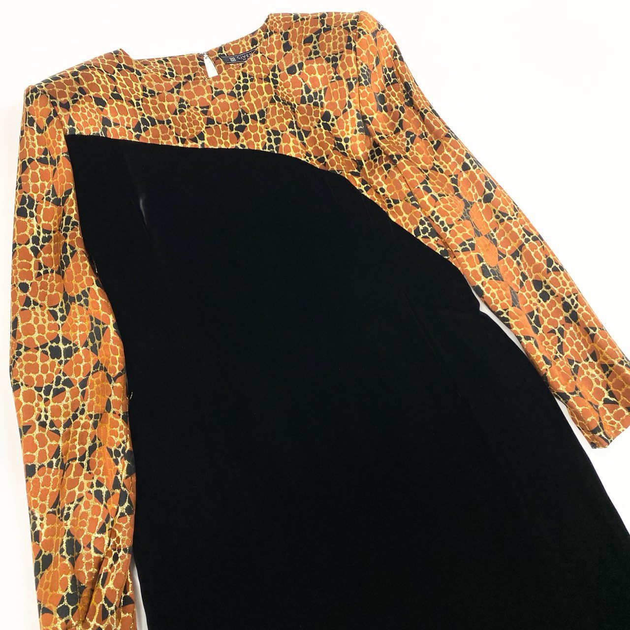 50b12 【美品】GIVENCHY ジバンシィ ドッキングドレスワンピース ロングワンピース ベロア 総柄 10サイズ ブラック レディース 女性用k02i