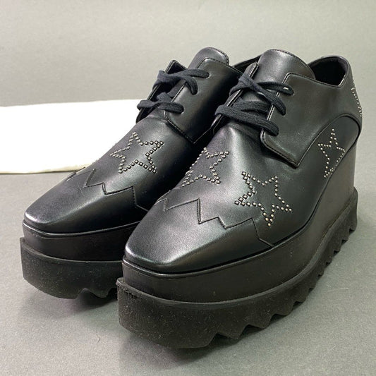 5e10 STELLA McCARTNEY ステラマッカートニー ELYSE エリスシューズ プラットフォーム 厚底シューズ スタースタッズ サイズ38 ブラック レザー レディース