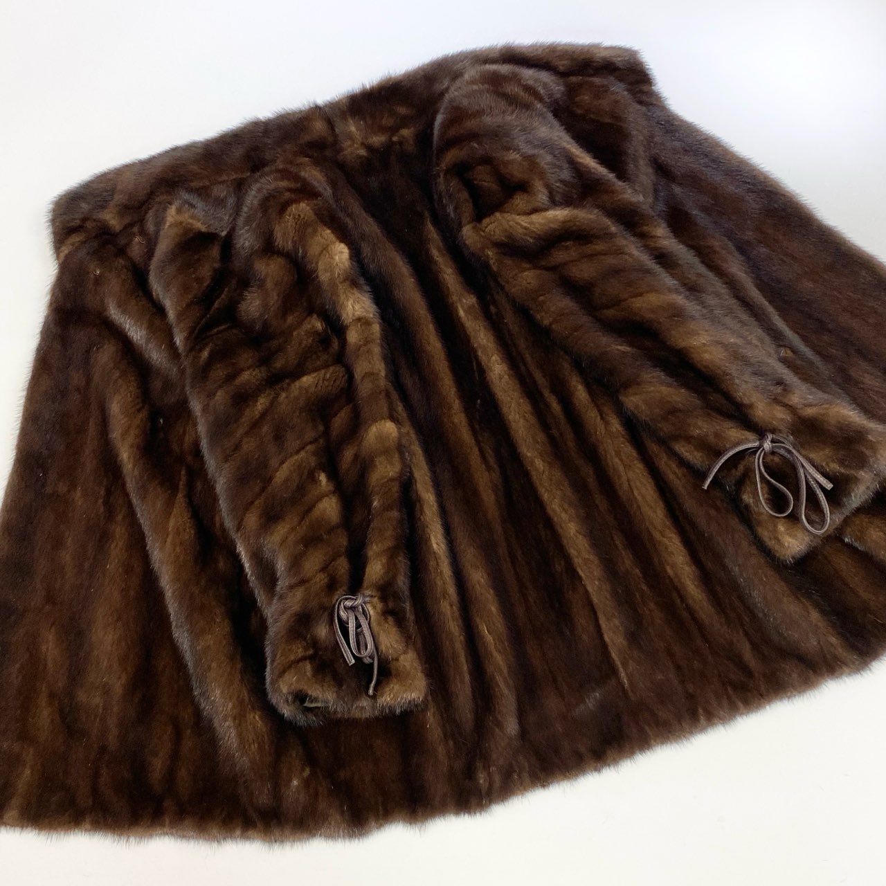 mario valentino マリオ ヴァレンティノ 袖ストライプ デミバフミンク セミロングコート 13号 ブラウン 本毛皮 レアデザイン MINK FURt18r