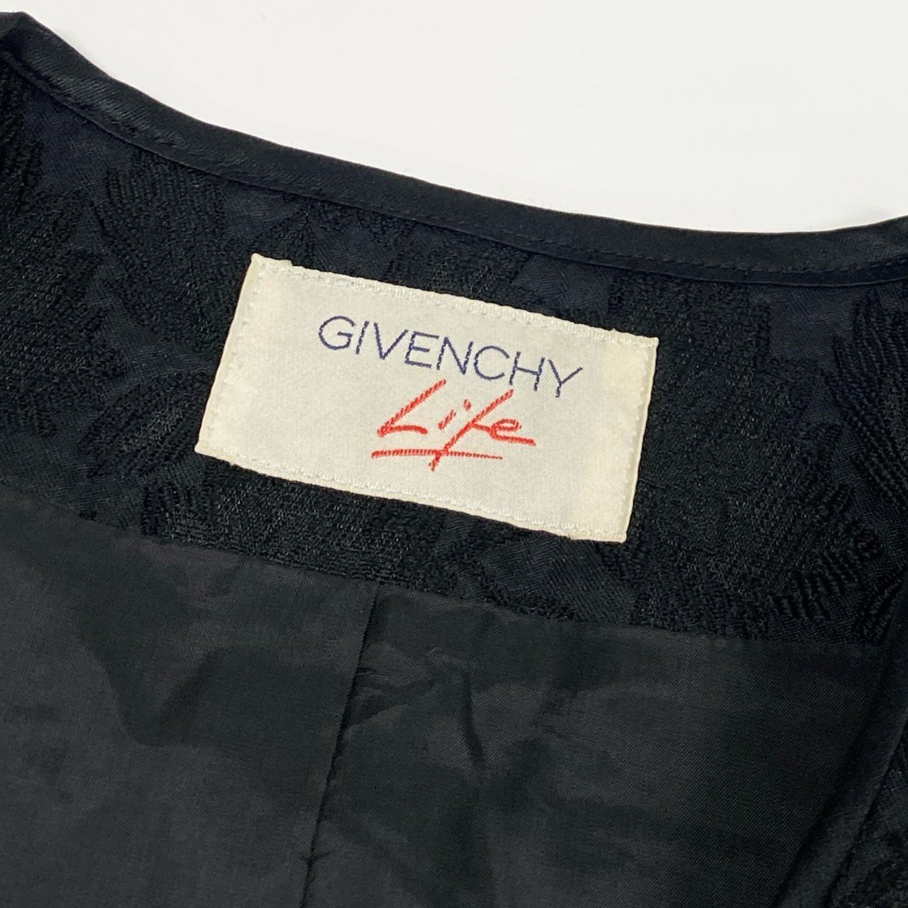 36a30 Vintage Givenchy ヴィンテージ ジバンシー 花柄ジャガード ビジューボタン ジャケット Floral Jacquard Jacket Blazer Bijpi Button M ブラック レディースo07t