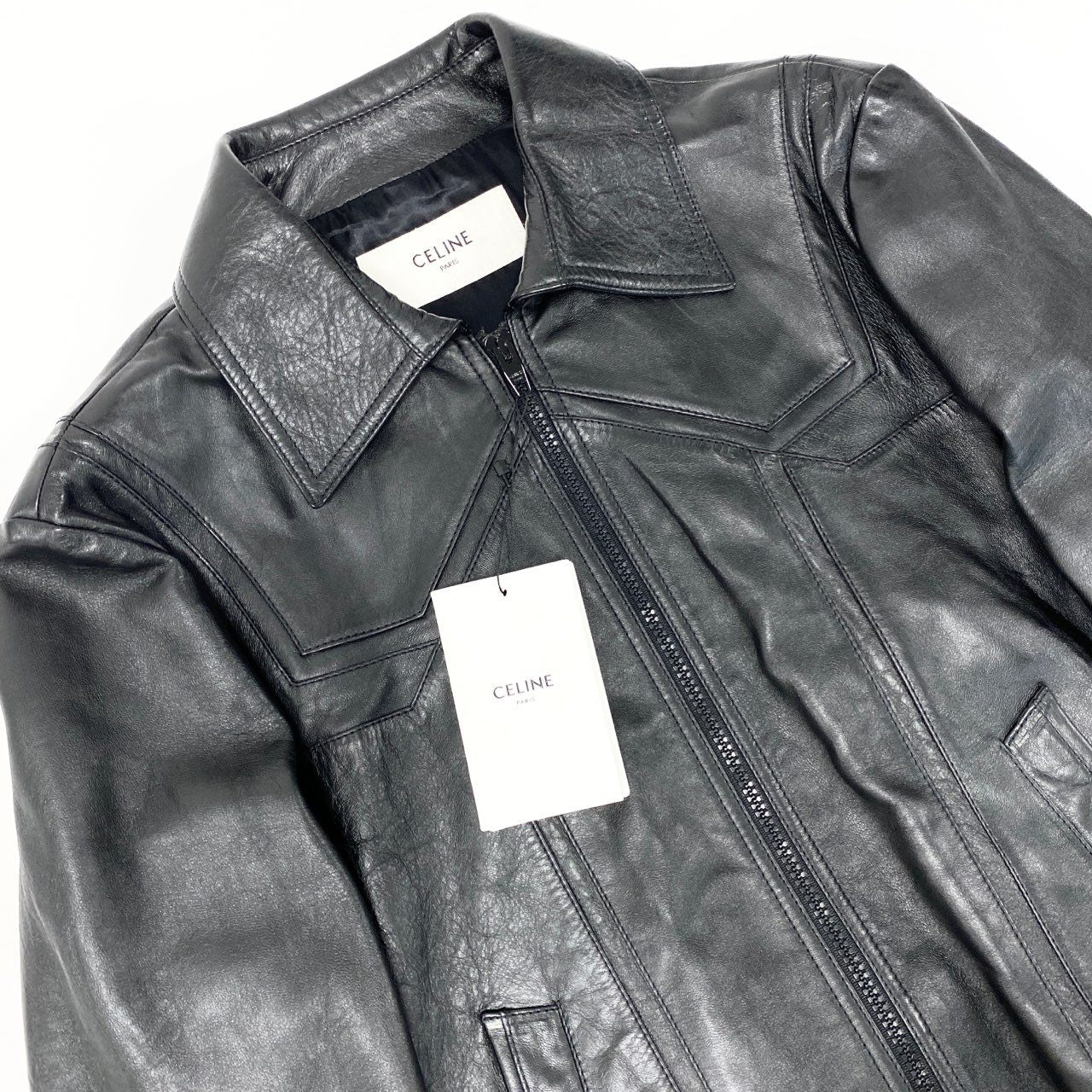 21L9【タグ付き】CELINE セリーヌ 21SS エディスリマン レザージャケット サイズ44 ブラック レザー メンズ ブルゾン アウターk02i