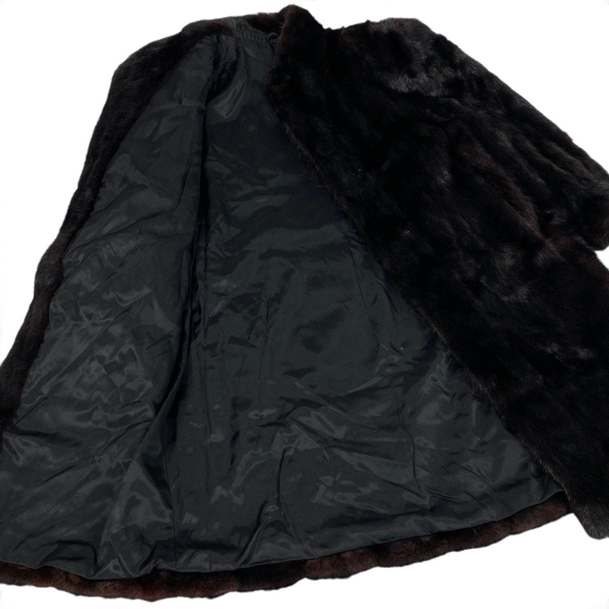 36j7 ダークミンク ロングコート サイズ13 ブラック 本毛皮 Dark Mink Fur Long Coat リアルファーt18r