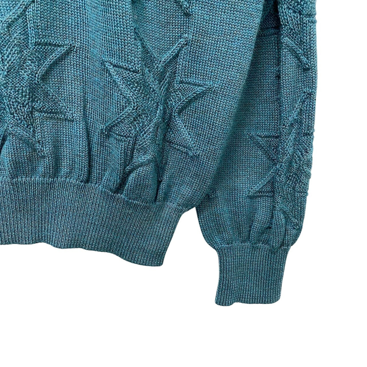 58g7 YVES SAINT LAURENT イヴサンローラン クルーネック ニットセーター 3Dニット サイズLL グリーン メンズ 紳士服o07t