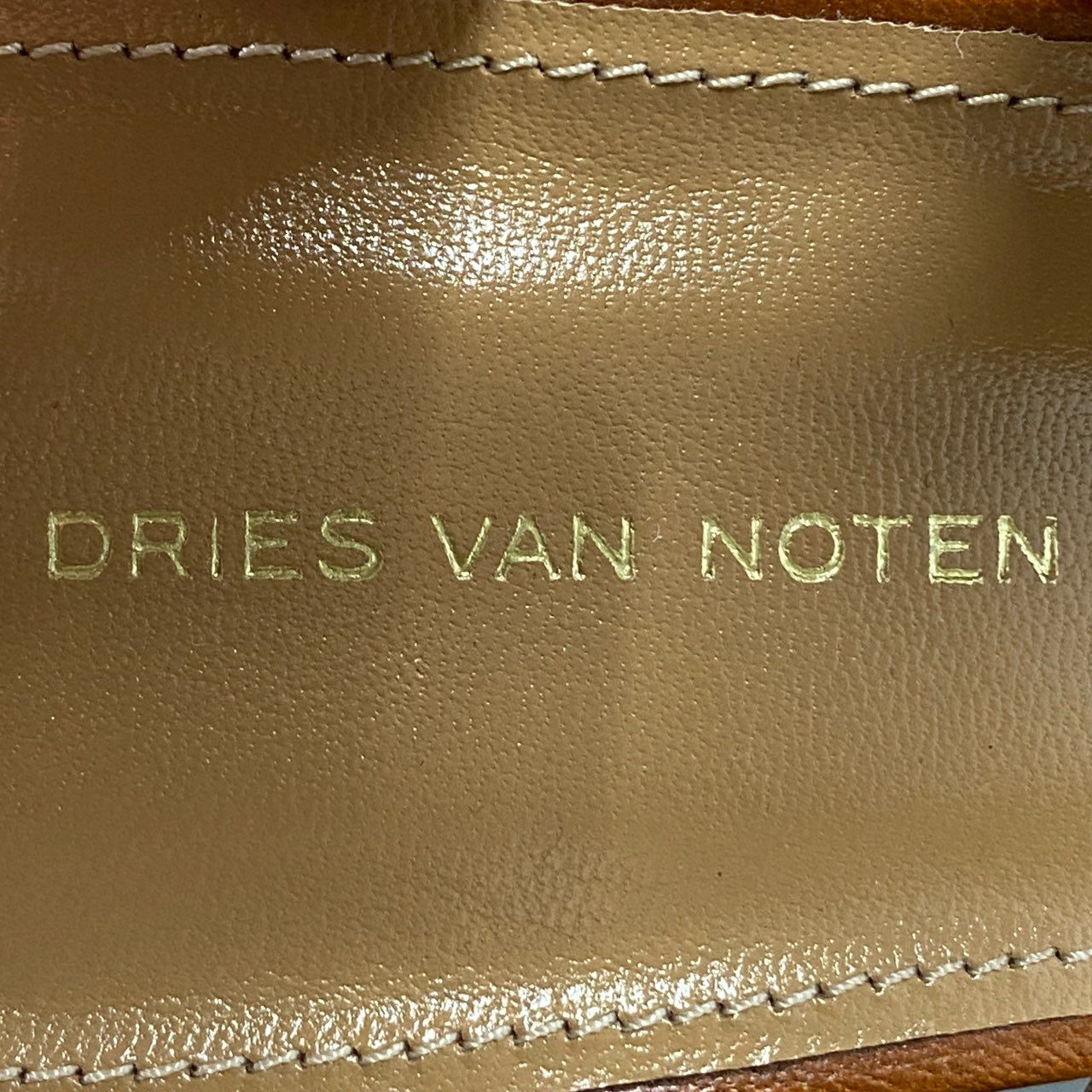 3f21 《美品》 DRIES VAN NOTEN ドリスヴァンノッテン オープントゥ ヒールパンプス 37 1/2 ブラウン レザー イタリア製 シューズ サンダル