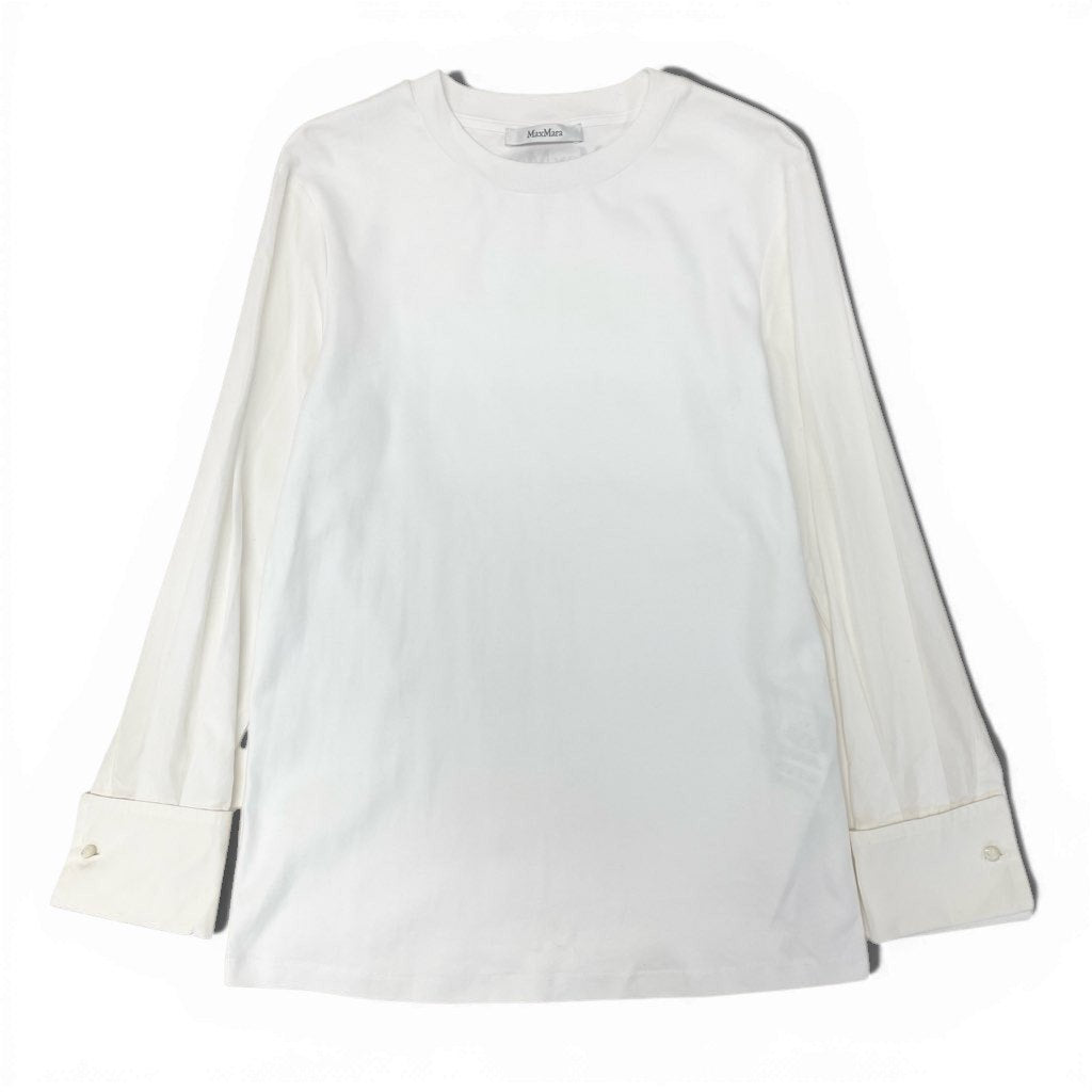 2a8 MaxMara マックスマーラ ドッキングTシャツ ロングスリーブTシャツ カットソー トップス Sサイズ ホワイト レディースk02i