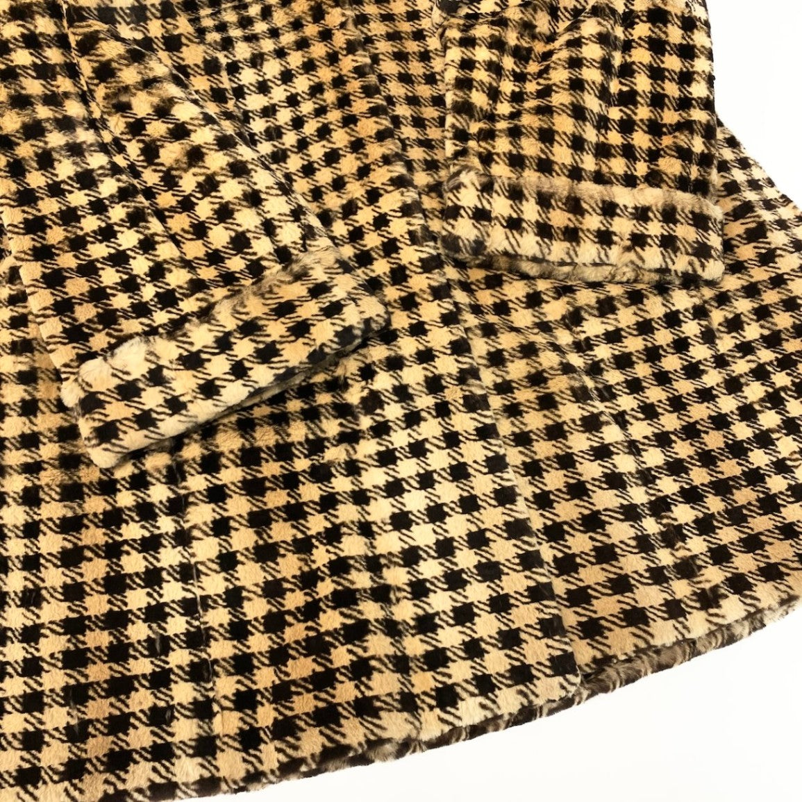 32d2 GRES グレ シェアードミンクコート 毛皮ロングコート 千鳥格子柄 アウター Fサイズ ベージュ ブラウン シェアード レディース 女性用k02i