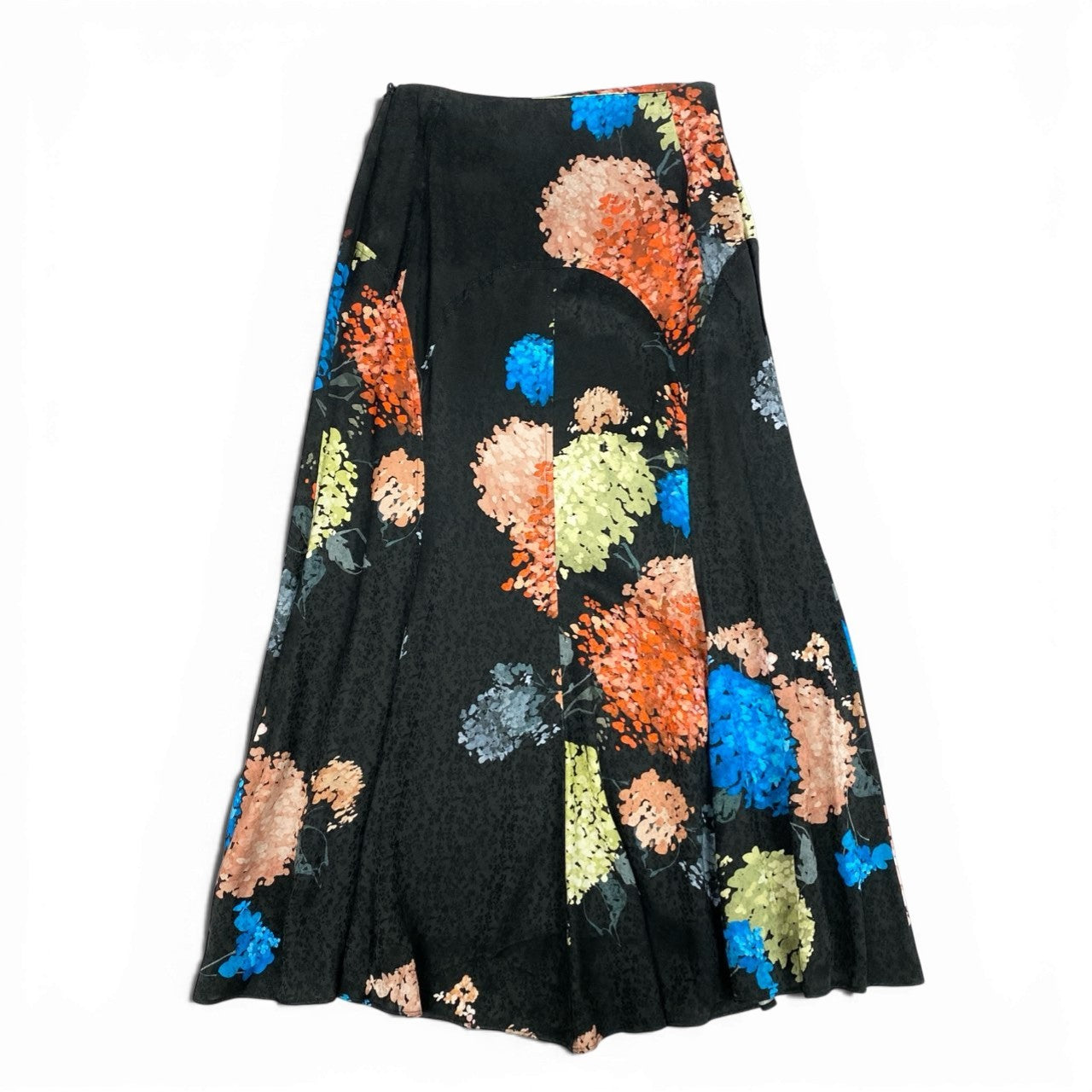 Eb10 【新品保管品】ROCHAS ロシャス 2024 フローラルプリント フレアスカート 38サイズ ブラック レディース 女性用k02ik02i