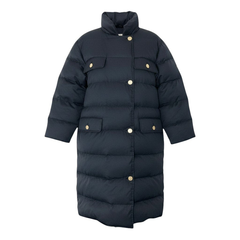 46h19 GIVENCHY ジバンシー ダウンコート 金ボタン 天然羽毛100％ ロングコート ジップアップ GSL4614-6 M ブラック レディース 女性用u02t