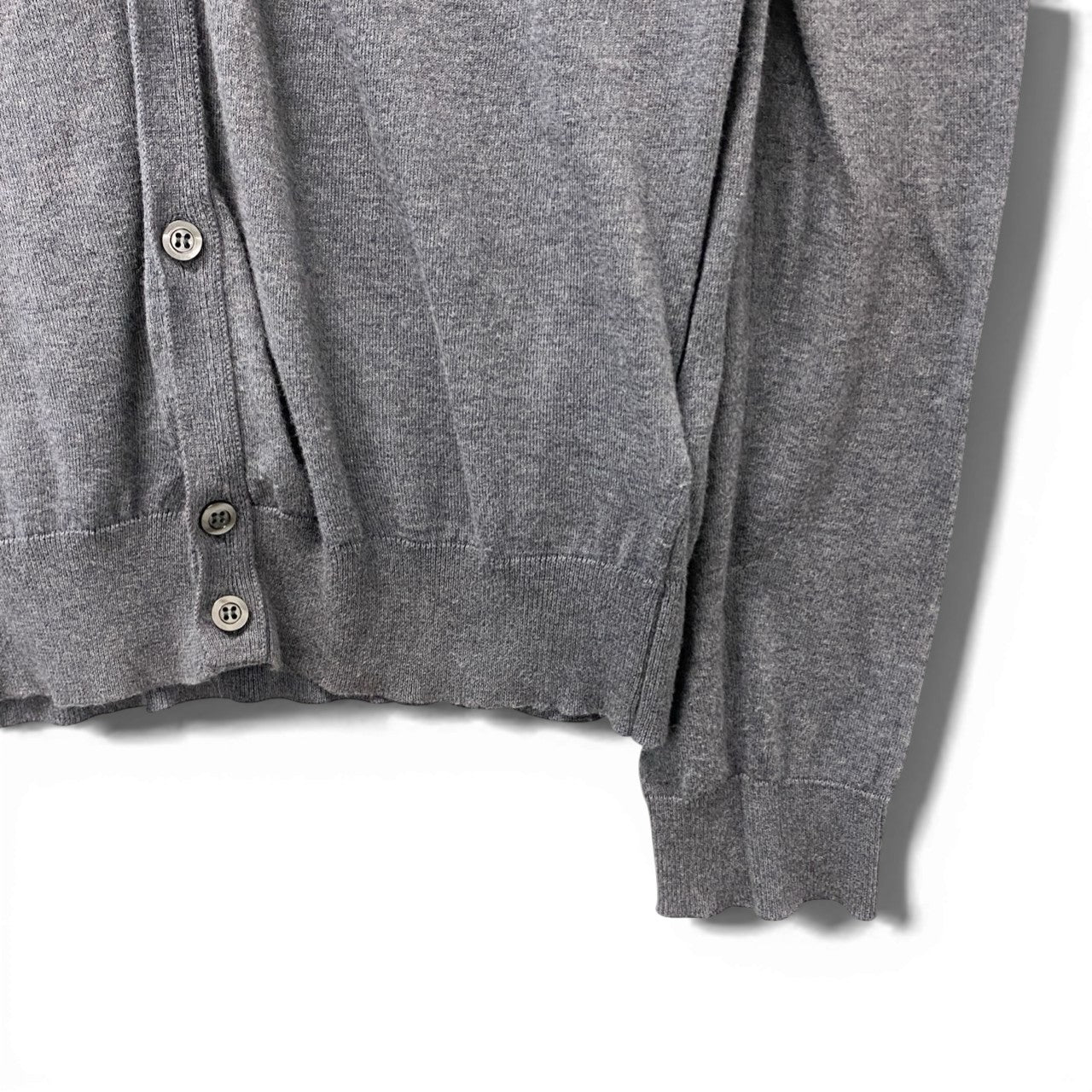 77b17 JOHN SMEDLEY ジョンスメドレー 英国製 ニットカーディガン コットンニット ロングスリーブ メンズ 紳士服 グレー Sサイズ 綿100％u02t