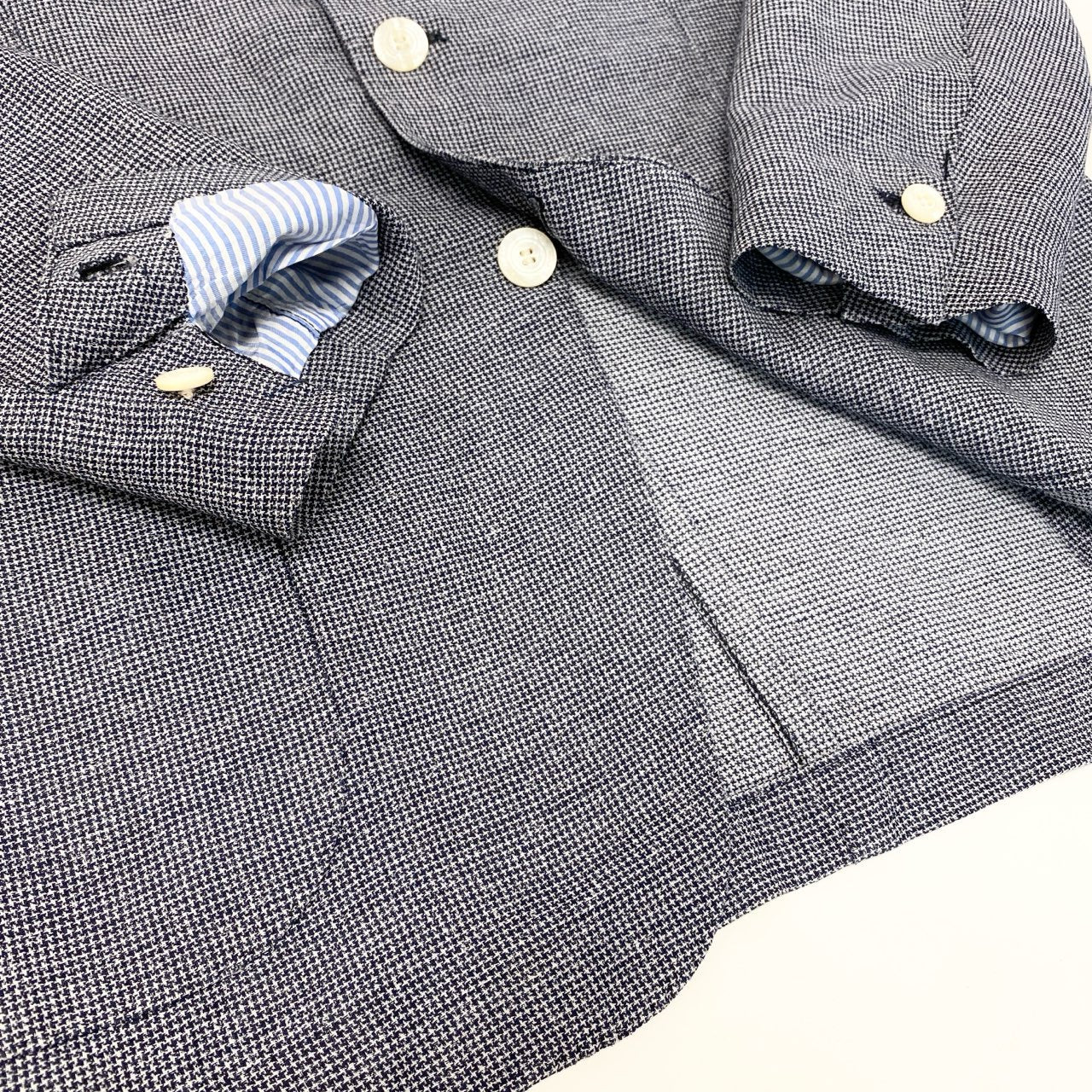 59k1 FINAMORE NAPOLI フィナモレ ナポリ イタリア製 テーラードジャケット ブレザー アンコンジャケット 48 ブルー メンズo07t