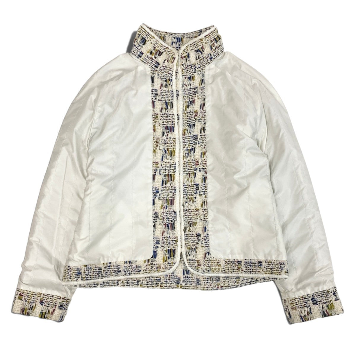 h31 【美品】CHANEL ファンシーツイード リバーシブル オーバージャケット P58258 38サイズ マルチカラー レディース 女性用k02i