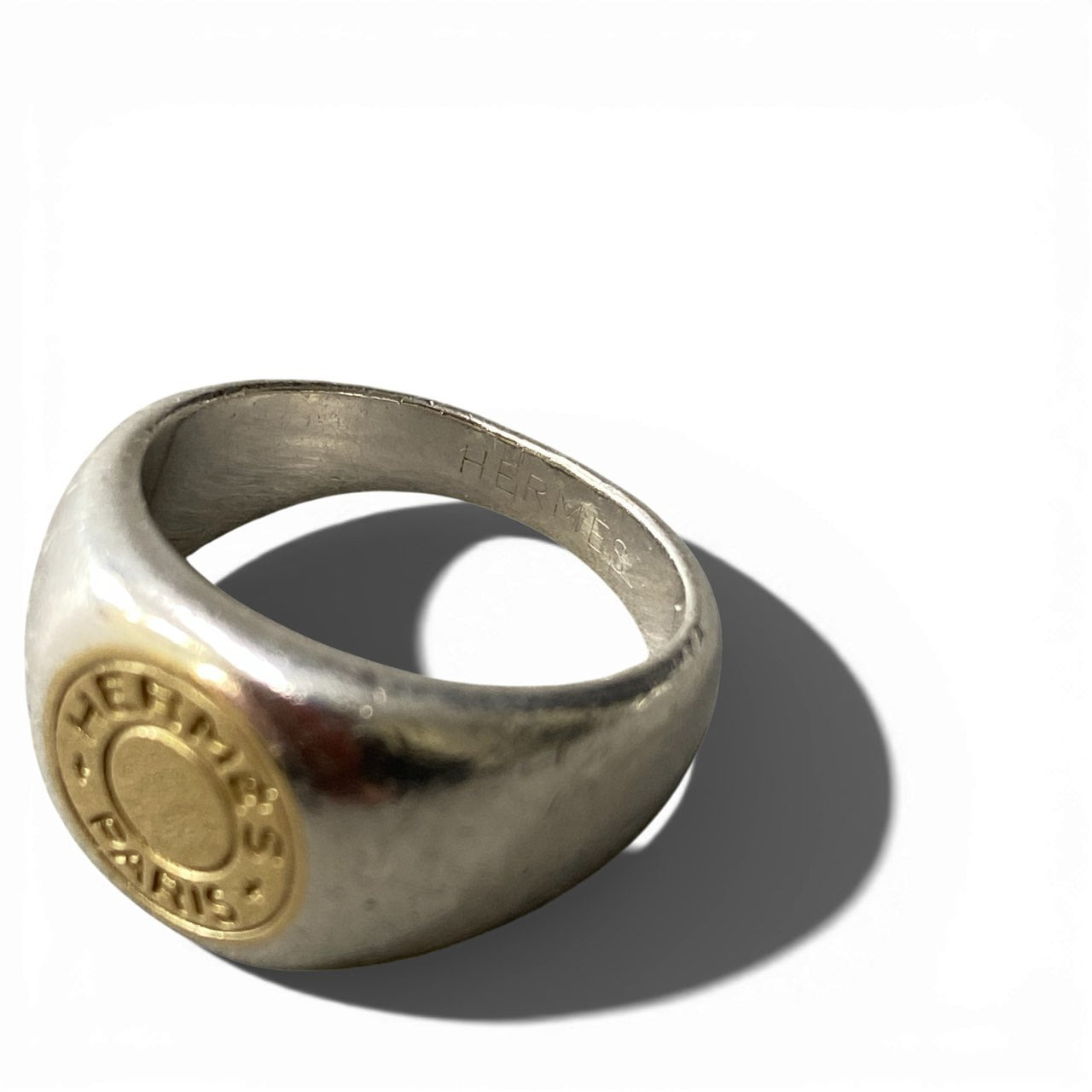 b2 Vintage HERMES エルメス K18コンビ セリエリング アクセサリー 12.5号 ゴールド×シルバー K18 Silver925ta1