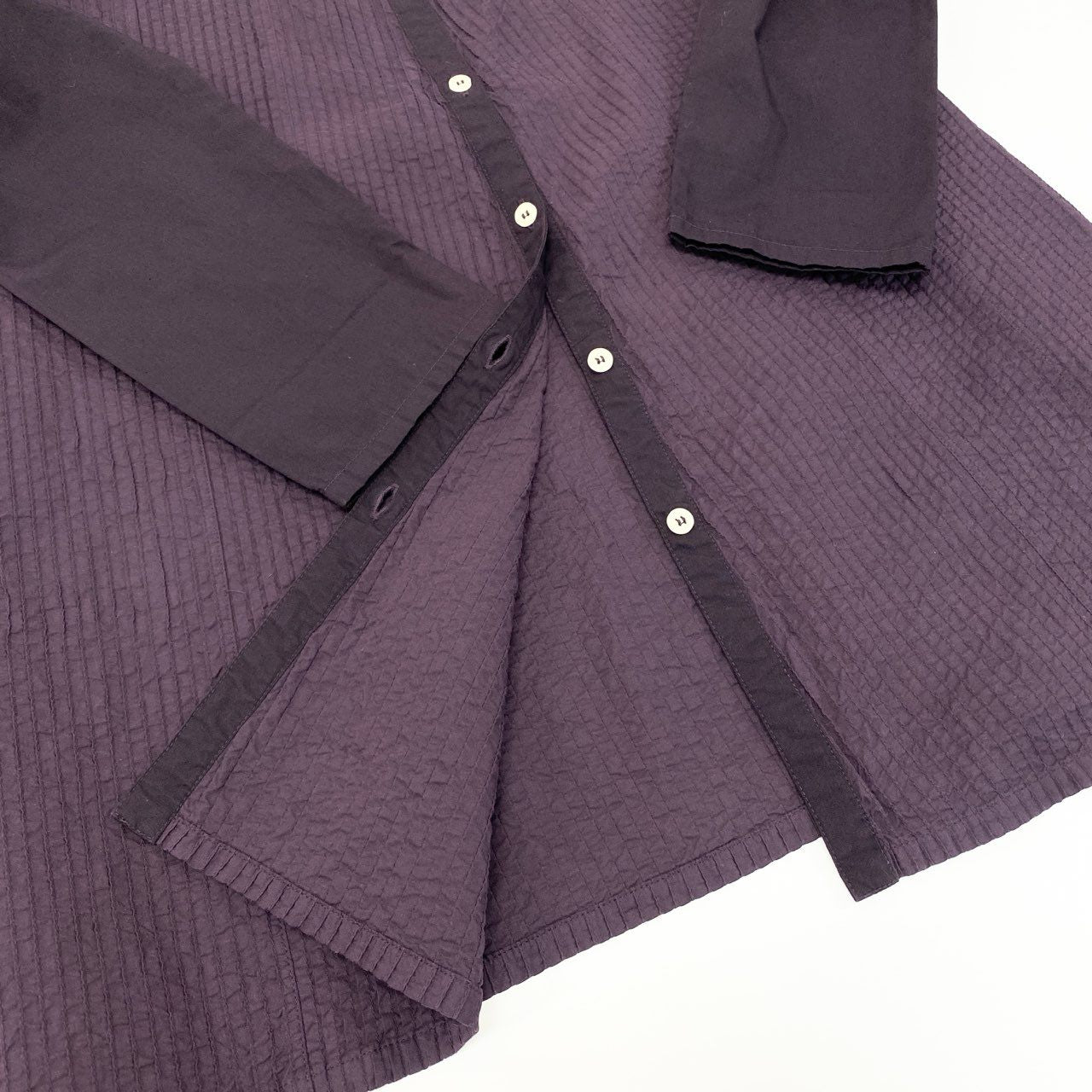 61k28 YACCOMARICARD ヤッコマリカルド ピンタック ロングワンピース ロングスリーブ 薄手 レディース 女性用 2 パープル系 コットン100％u02t