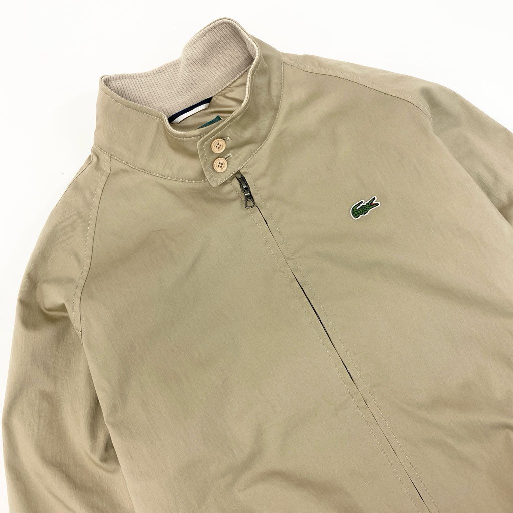66a12 《美品》 LACOSTE × BEAMS ラコステ ビームス別注 ハリントンスウィングトップジャケット ブルゾン ダブルジップ ワニワッペン バックロゴ メンズ 紳士服 BH021PL US S ベージュu02t