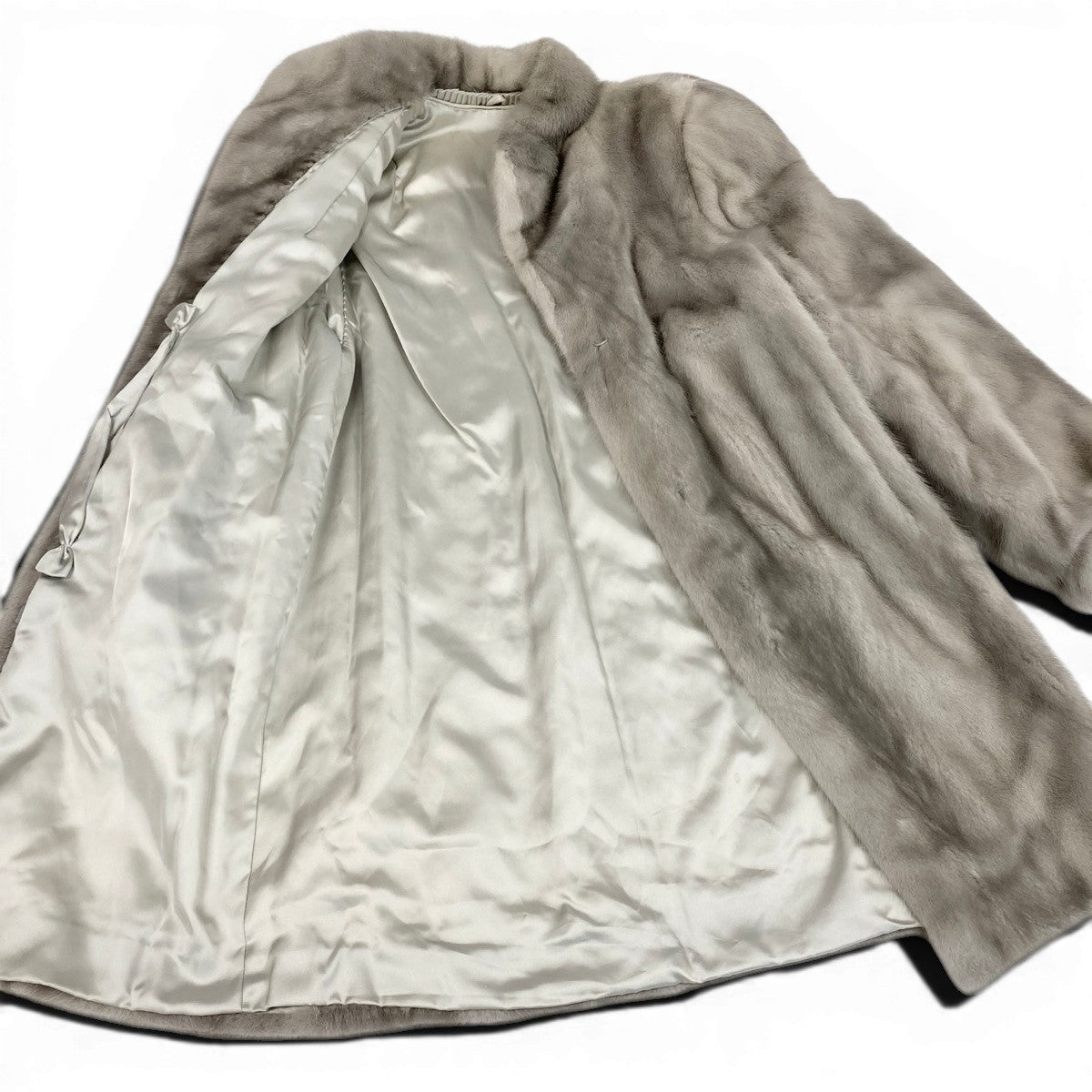 52f10 SAGA MINK サガミンク 銀サガ サファイアミンク ロングコート サイズ13 ライトグレー 最高級本毛皮 Sapphire Mink Fur Long Coatt18r