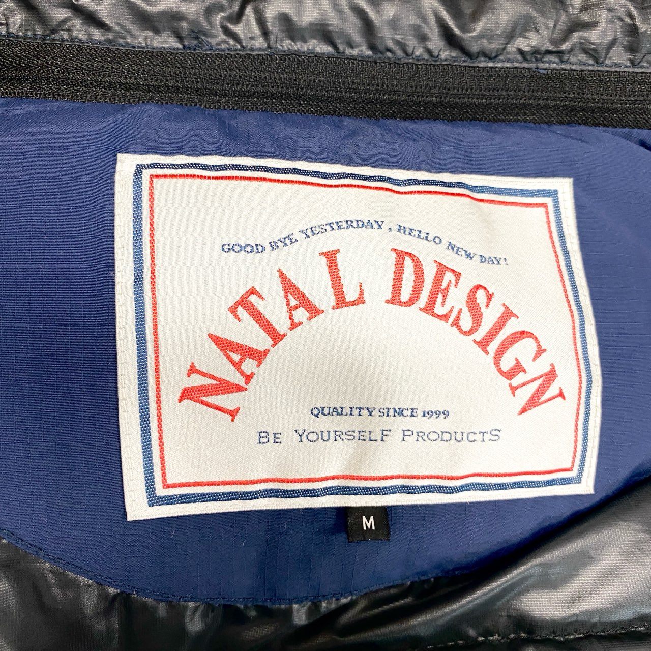 23c16 NATAL DESIGN ネイタルデザイン エンハンスドフーディー ダウンジャケット アウター Mサイズ ブルー ナイロン100％ メンズ 男性用o07t