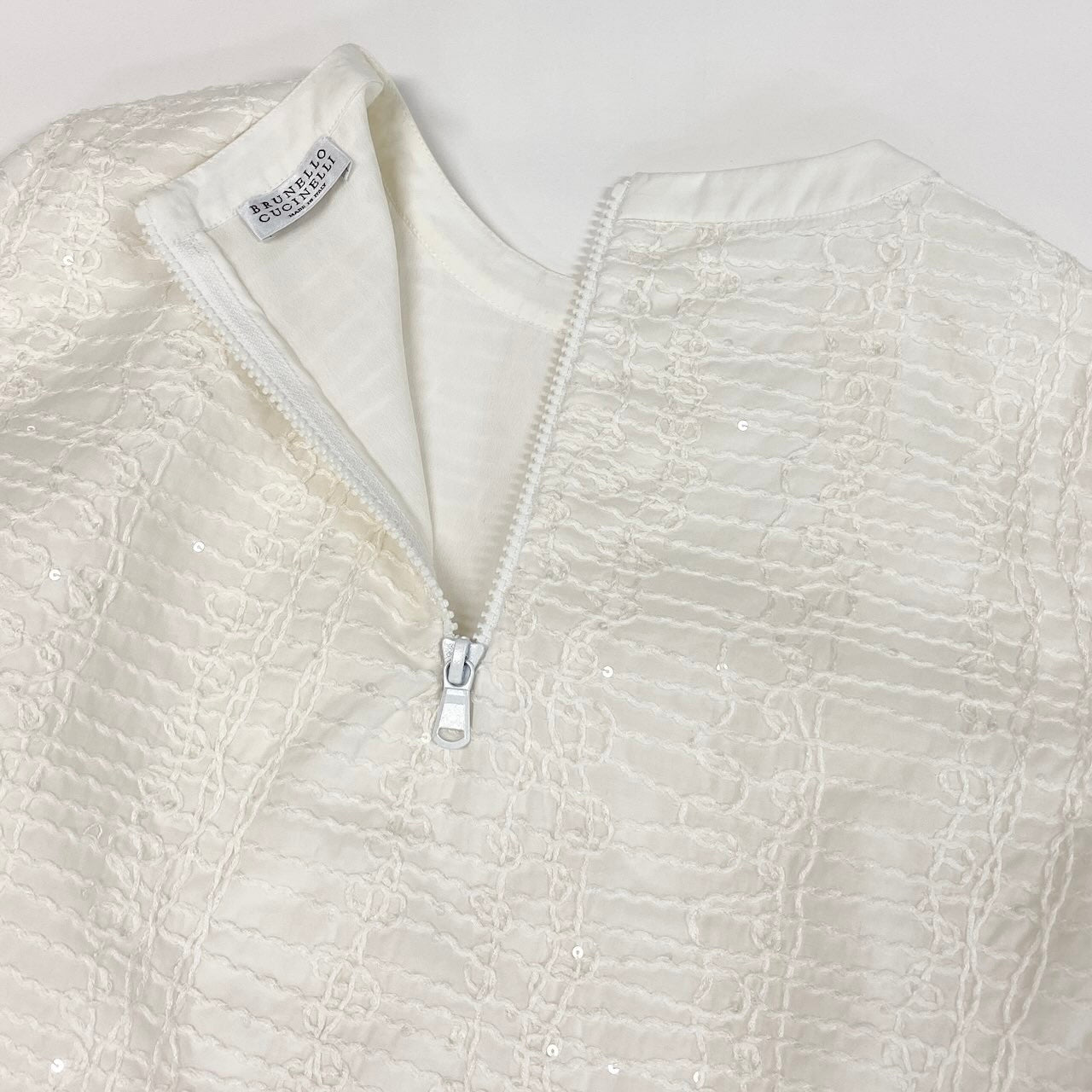 20d18 BRUNELLO CUCINELLI ブルネロクチネリ 半袖カットソー  刺繍デザイン トップス イタリア製 XSサイズ ホワイト レディース 女性用u02t