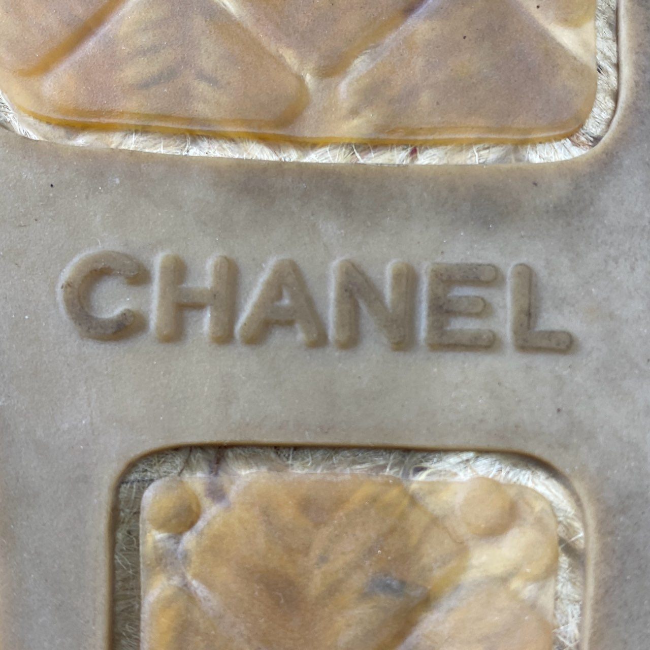 1f20 《美品》 CHANEL シャネル ココマーク エスパドリーユ フラットシューズ 36 ベージュ グレー スペイン製 スリッポン