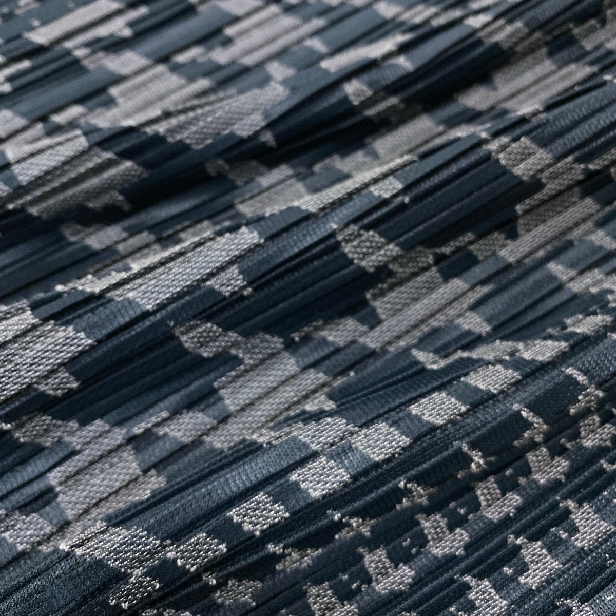 Af24 PLEATSPLEASE ロングスリーブチュニックワンピース Vネック 千鳥格子 トップス PP53-JT626 3サイズ グレー レディース 女性用ta2