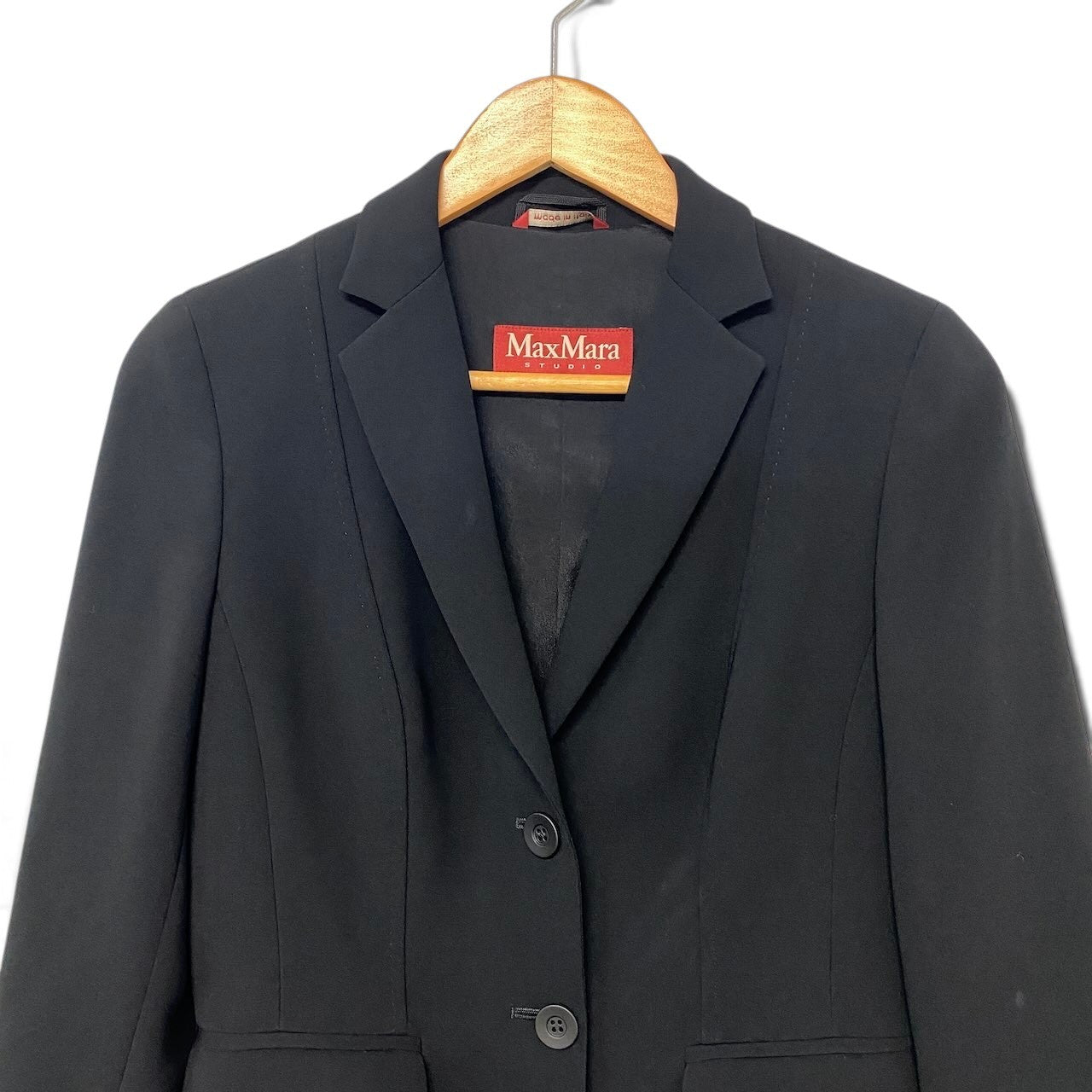 88i1 【美品】 MaxMara STUDIO マックスマーラ ステュディオ テーラードジャケット フォーマル サイズ46 ブラック レディース 女性用o07t