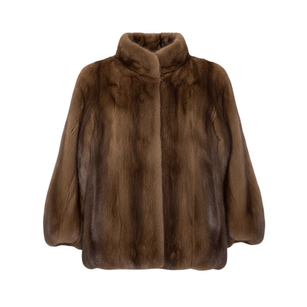 61h19 パステルミンク ファーコート サイズF 茶系 本毛皮 Pastel Mink Fur Coat リアルファーt18r