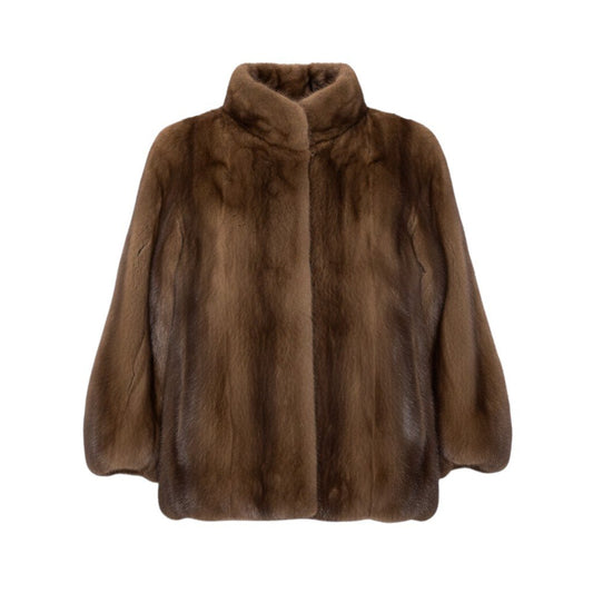 61h19 パステルミンク ファーコート サイズF 茶系 本毛皮 Pastel Mink Fur Coat リアルファーt18r