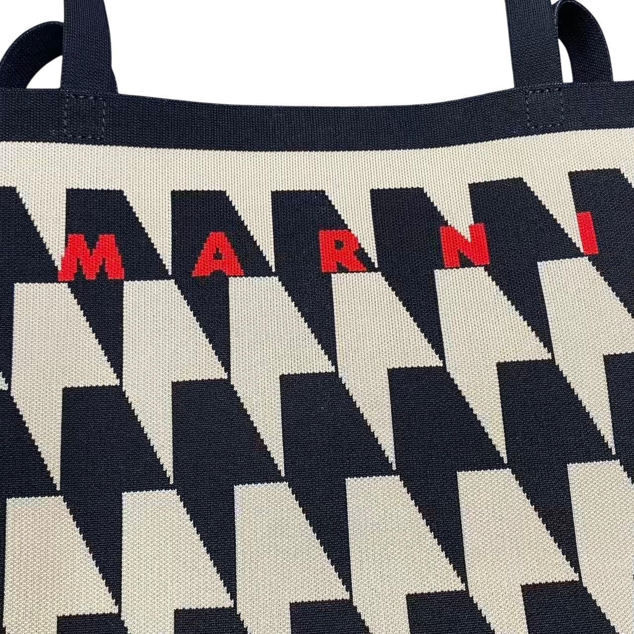 c23 MARNI マルニ 千鳥格子 ジャガード トートバッグ ブラック/ベージュ ユニセックス レディース メンズ バッグk02i