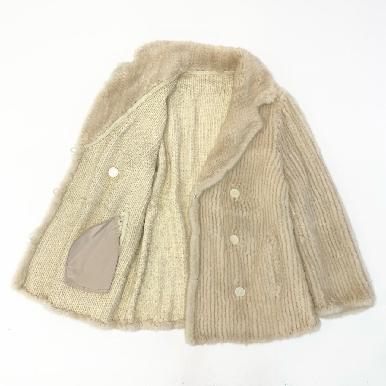 38c3 パールミンク リバーシブル ファーコート サイズF ホワイト 本毛皮 Pearl Mink Fur Coatt18r