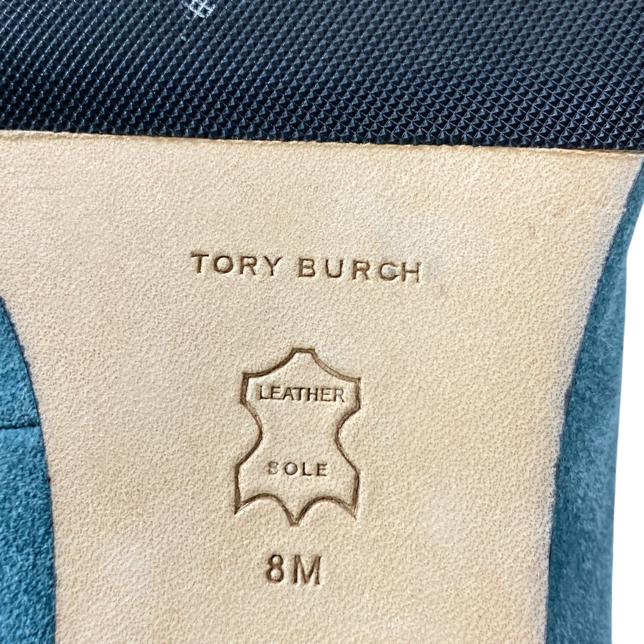 1a6 TORY BURCH トリーバーチ ローファー パンプス フラットシューズ スウェード 8Mサイズ ブルー系 レザー レディースk02i