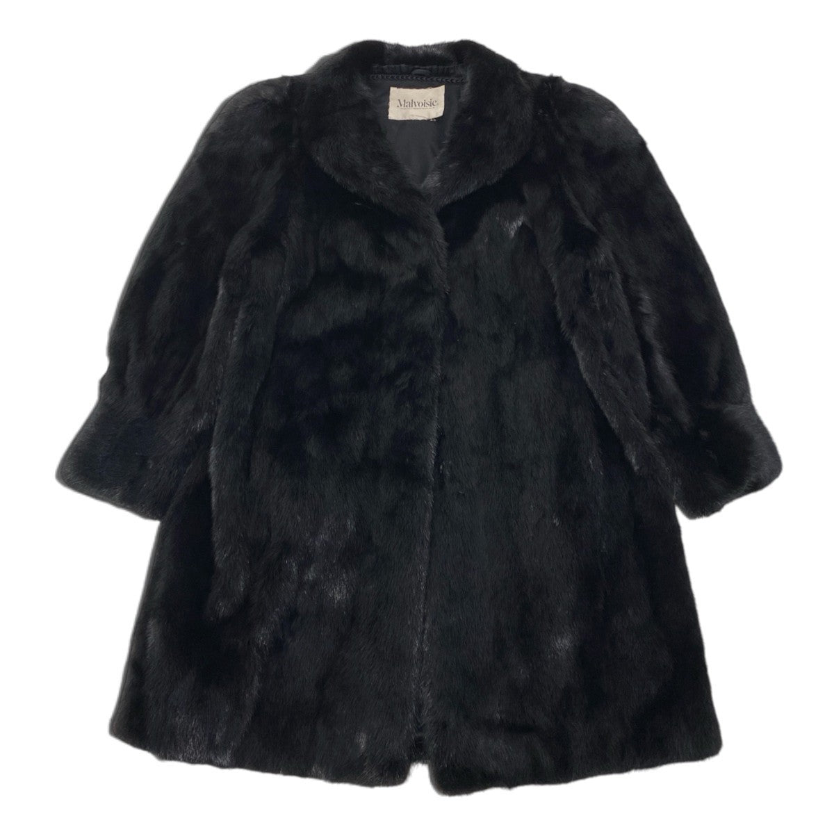 69i24 Malvoisie ダークミンク ロングコート サイズ13 ブラック 本毛皮 Dark Mink Fur Long Coat リアルファーt18r