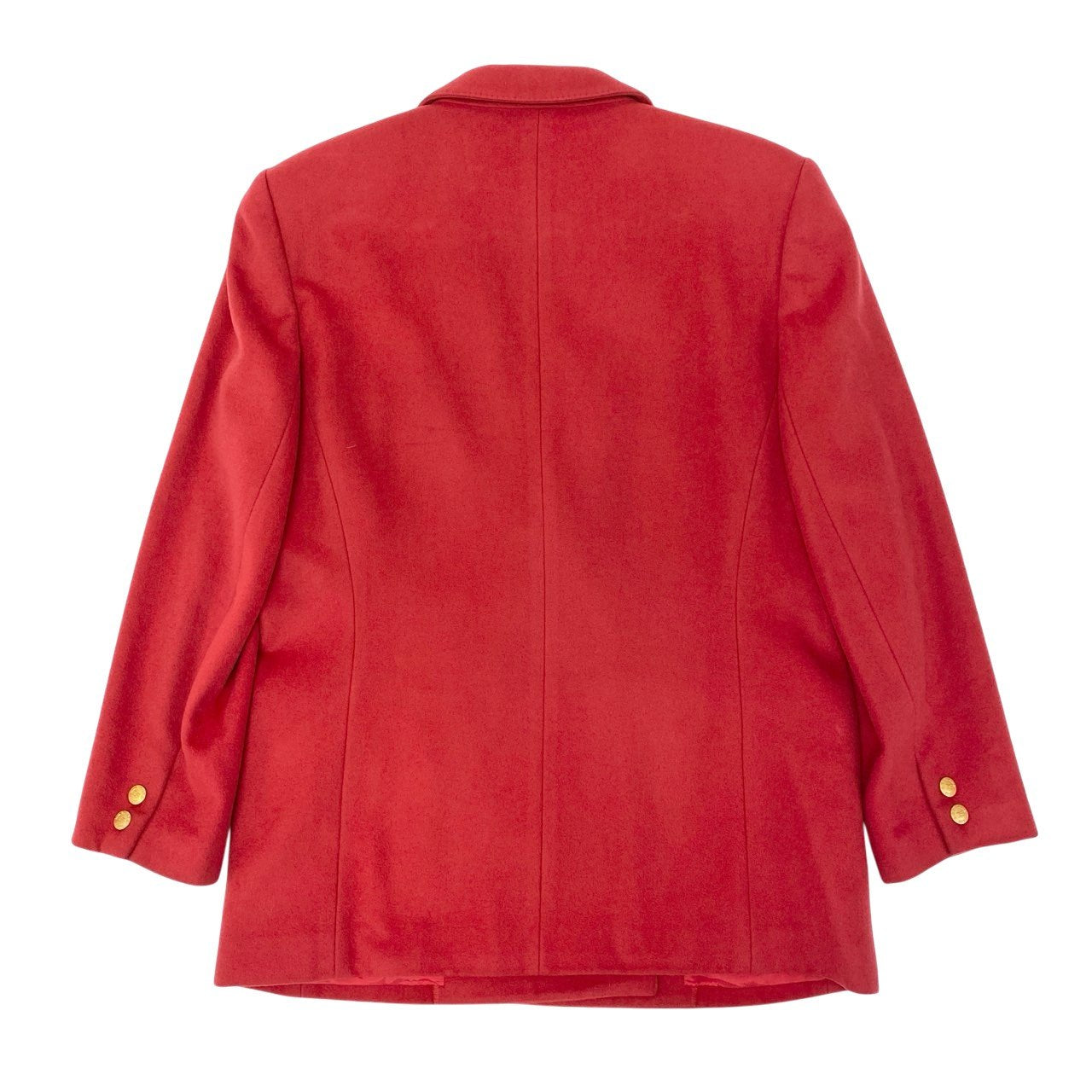 15Ⅼ1 LEONARD レオナール テーラードジャケット ブレザー カシミヤジャケット 金ボタン Lサイズ レッド カシミヤ100％ レディースo07t