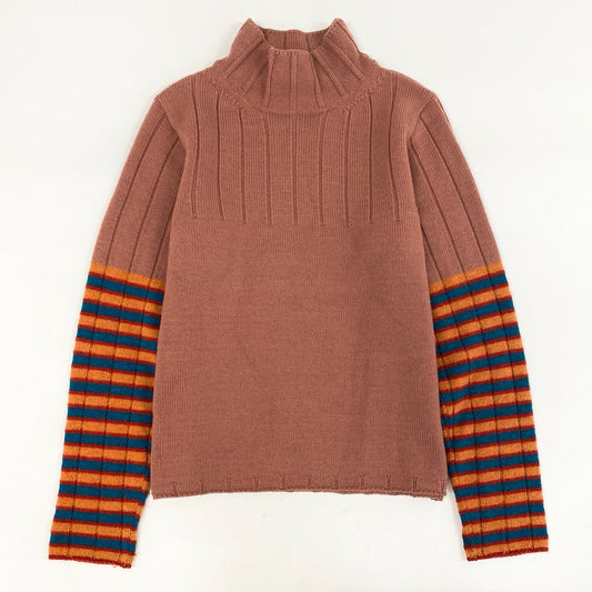 13h29 DRIES VAN NOTEN ドリスヴァンノッテン 長袖ニット ハイネックニット  ロングスリーブ ボーダー 3351-6013 Mサイズ オレンジ系 マルチカラー レディース 女性用u02t