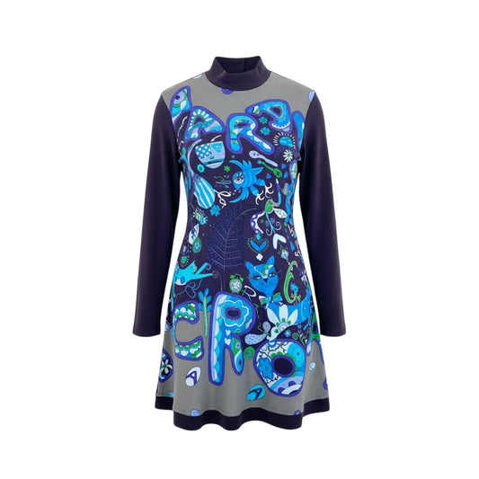 56k27 TOKUKO 1er VOL トクコプルミエヴォル 長袖ワンピース ロングワンピース Aライン 伸縮ストレッチ 9 パープル レディースu02t