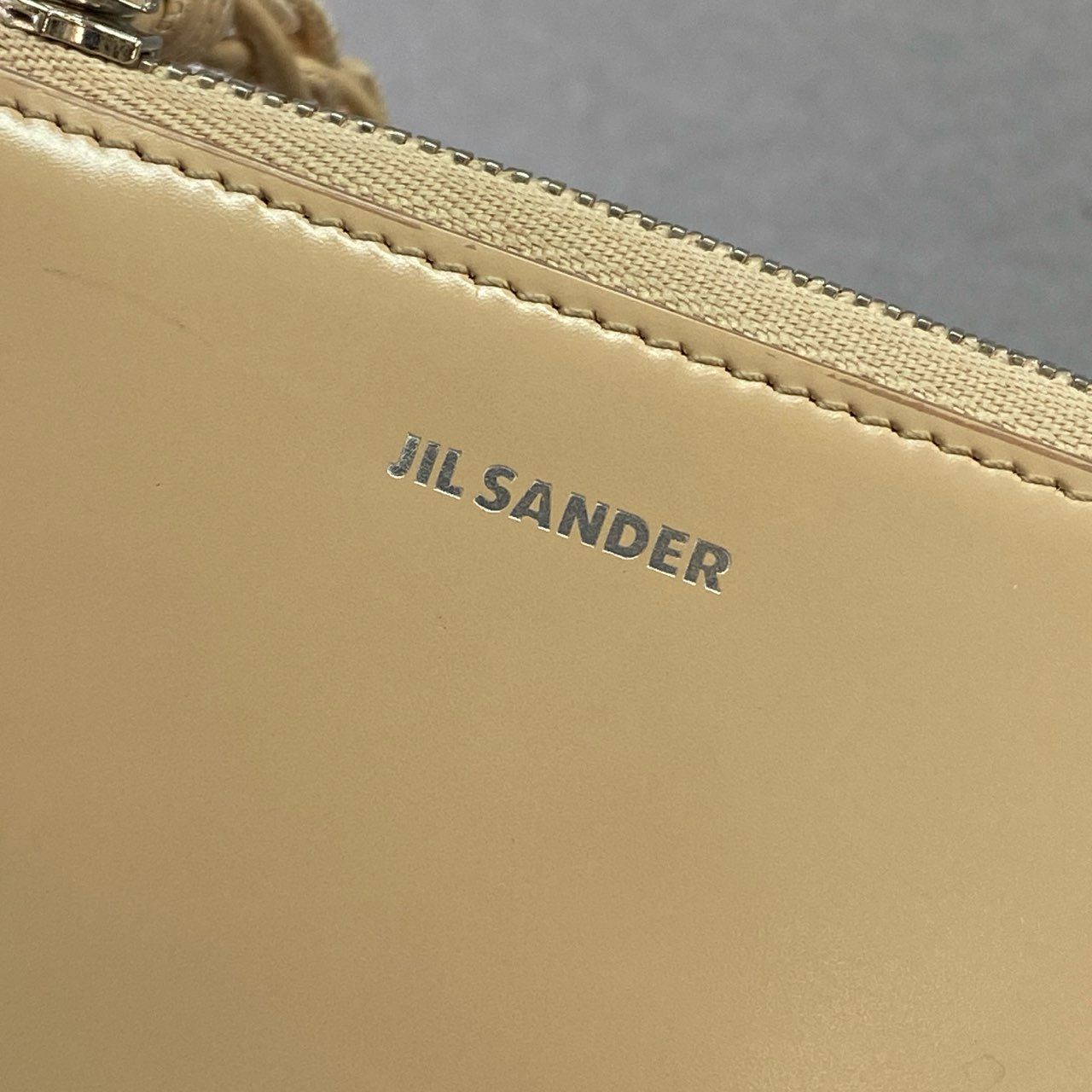 a20 JIL SANDER ジルサンダー GIRO カードホルダー ベージュ カーフレザー エンボスロゴ パスケース コインケース 財布 イタリア製