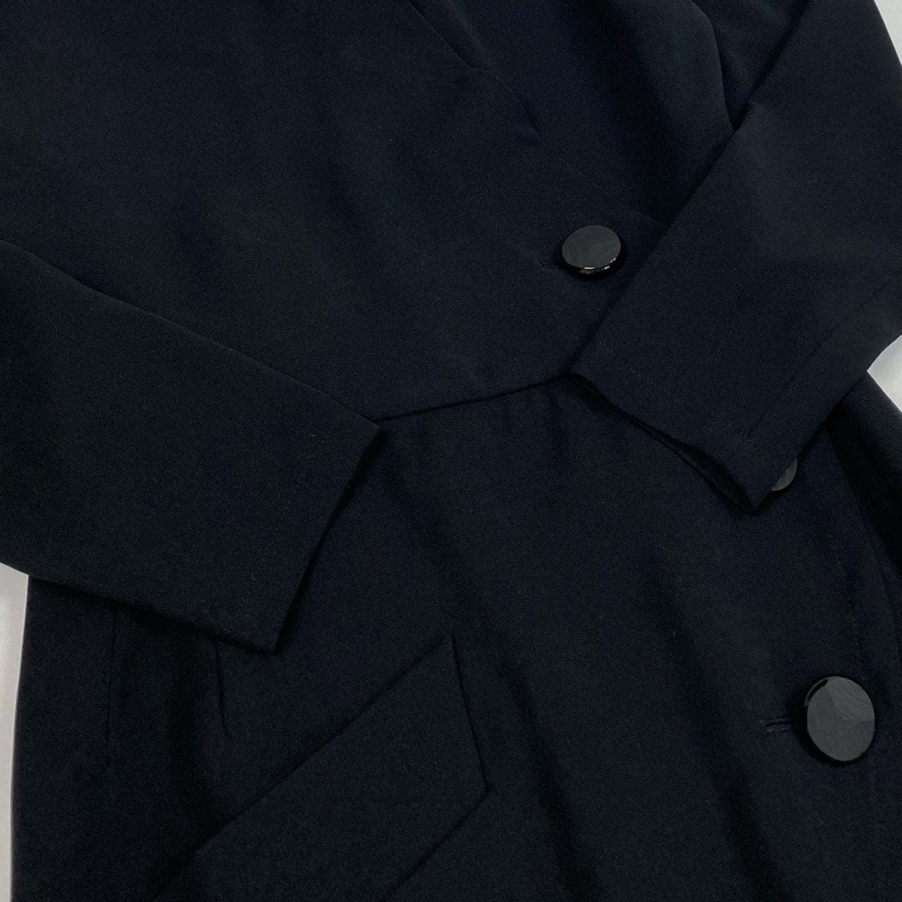 67a3 Vintage Yves Saint Laurent ヴィンテージ イブサンローラン 長袖 ラップワンピース Wrap Dress Large Buttons S ブラック レディースo07t