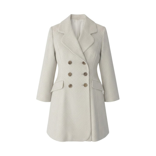 33f15 Christian Dior クリスチャンディオール ロングコート アウター チェスターコート ダブル アンゴラ混 9 ライトベージュ ウール レディースo07t