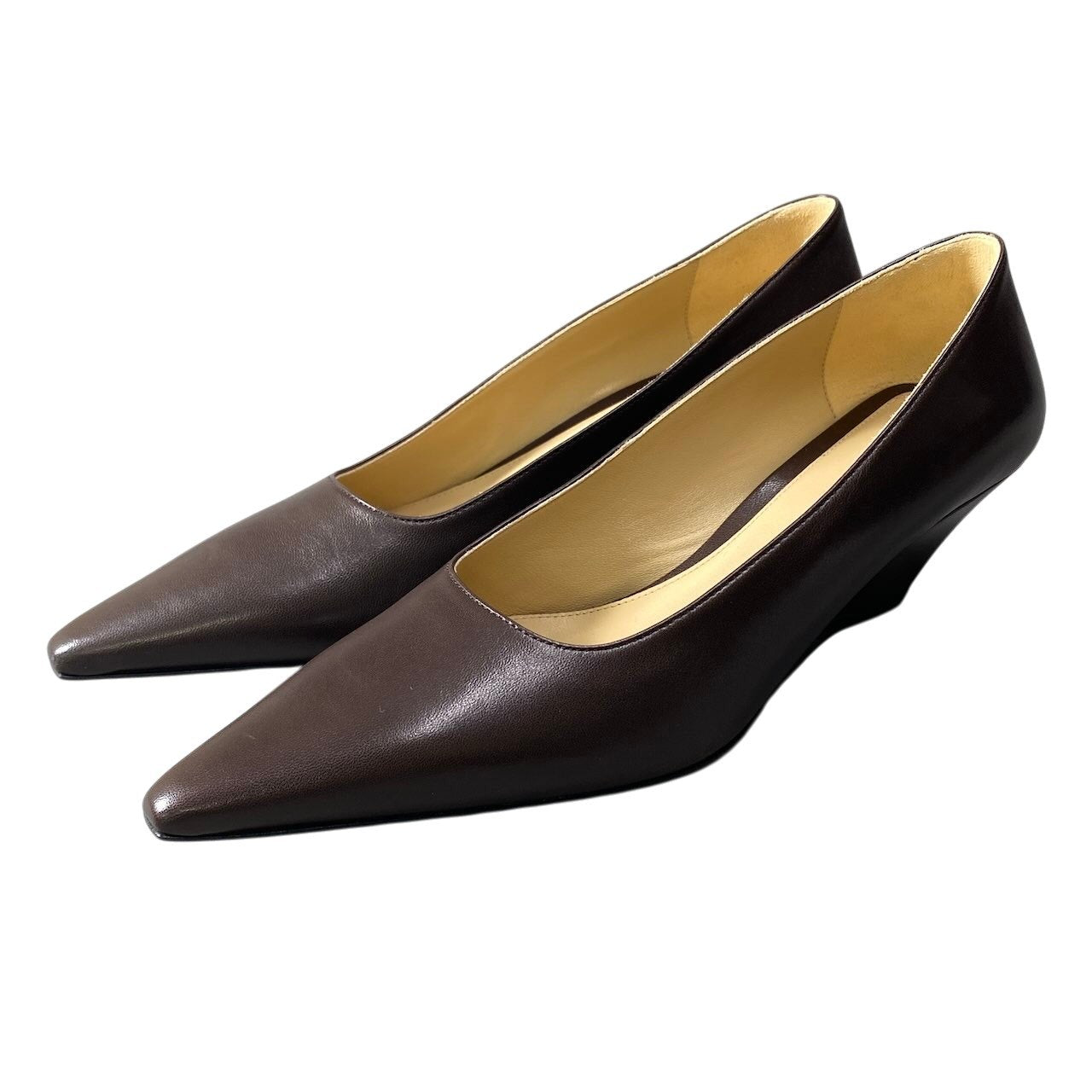 h10 【新品保管品】BOTTEGA VENETA ポイントパンプス イタリア製 37サイズ ブラウン レザー レディース 女性用ta1