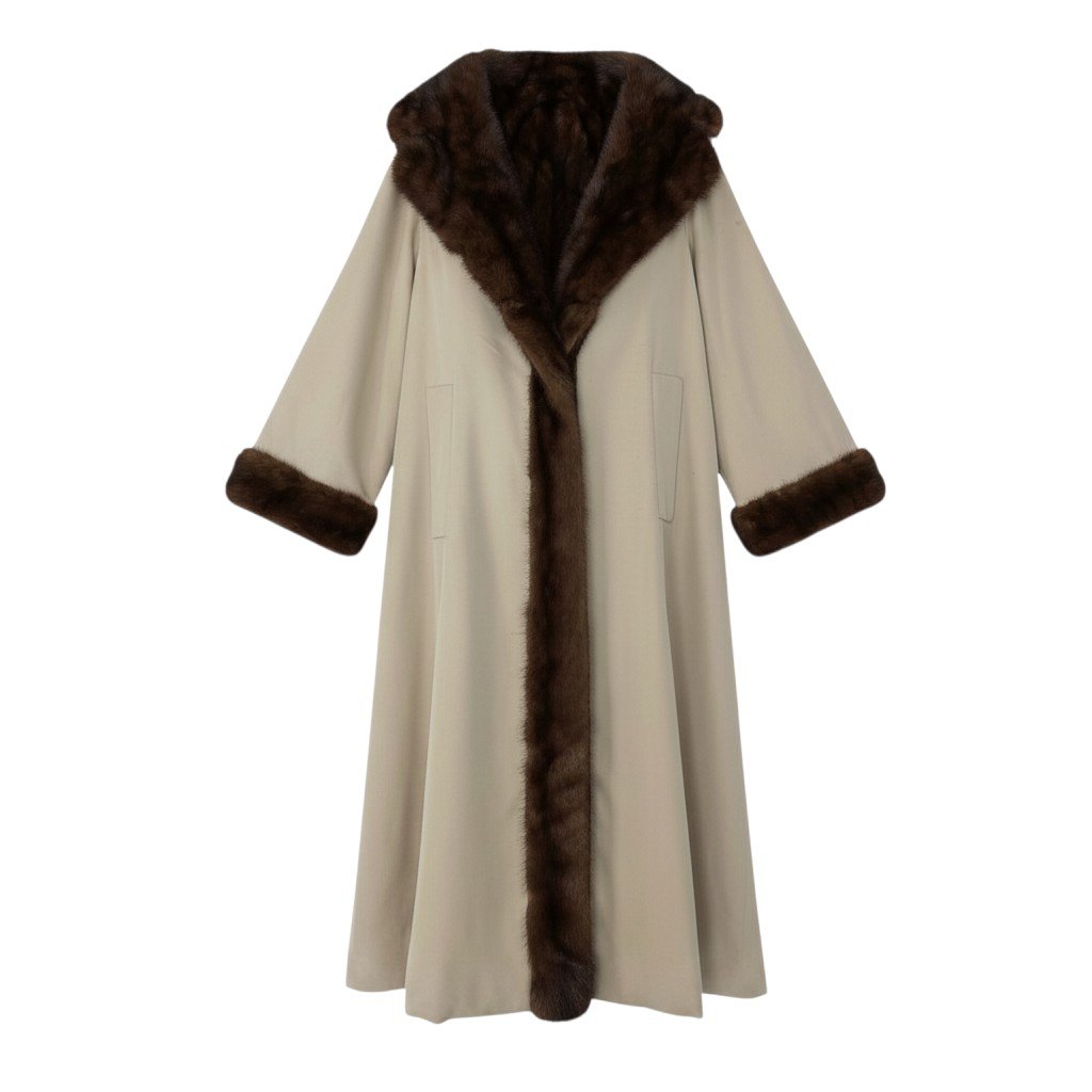 59h18 デミバフミンク 超ロングコート 丈115cm F ブラウン 本毛皮 リバーシブル Mink Fur Long Coatt18r