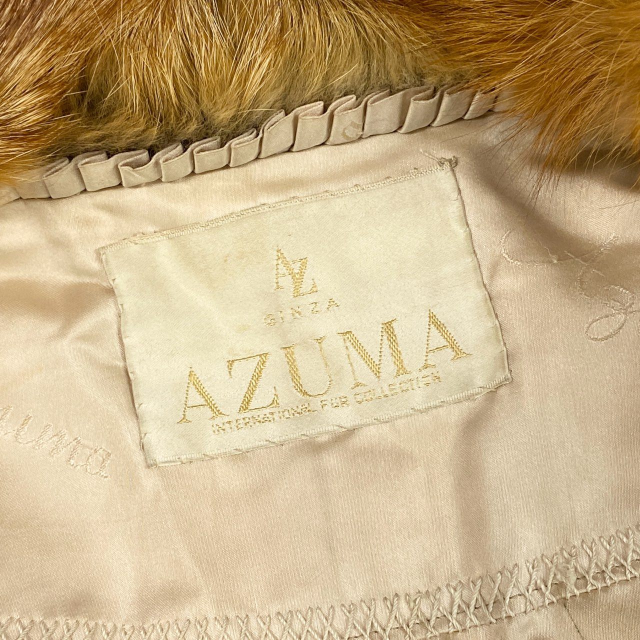 69k4 AZUMA アズマ レッドフォックス 超ロングコート 107cm 茶系 最高級本毛皮 RED FOX FUR 毛並み◎ 毛質◎t18r