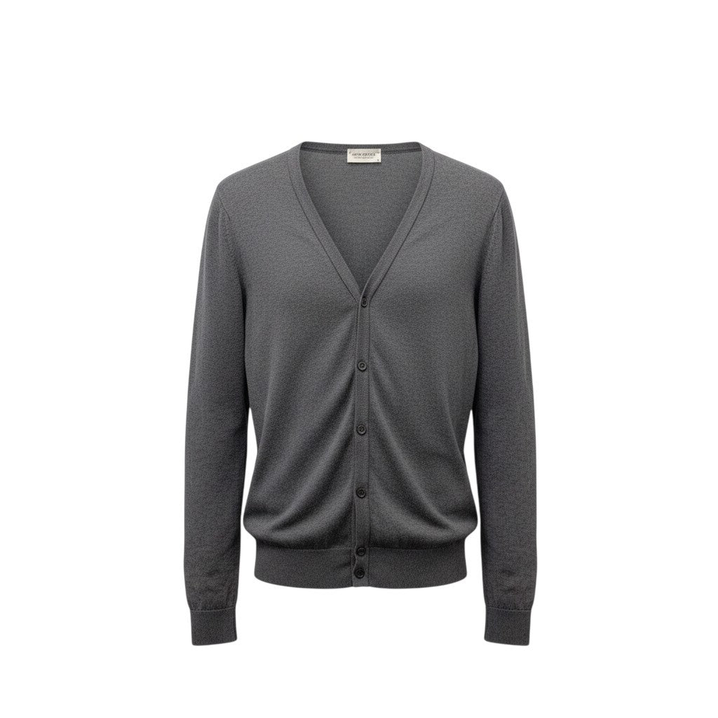 77b17 JOHN SMEDLEY ジョンスメドレー 英国製 ニットカーディガン コットンニット ロングスリーブ メンズ 紳士服 グレー Sサイズ 綿100％u02t