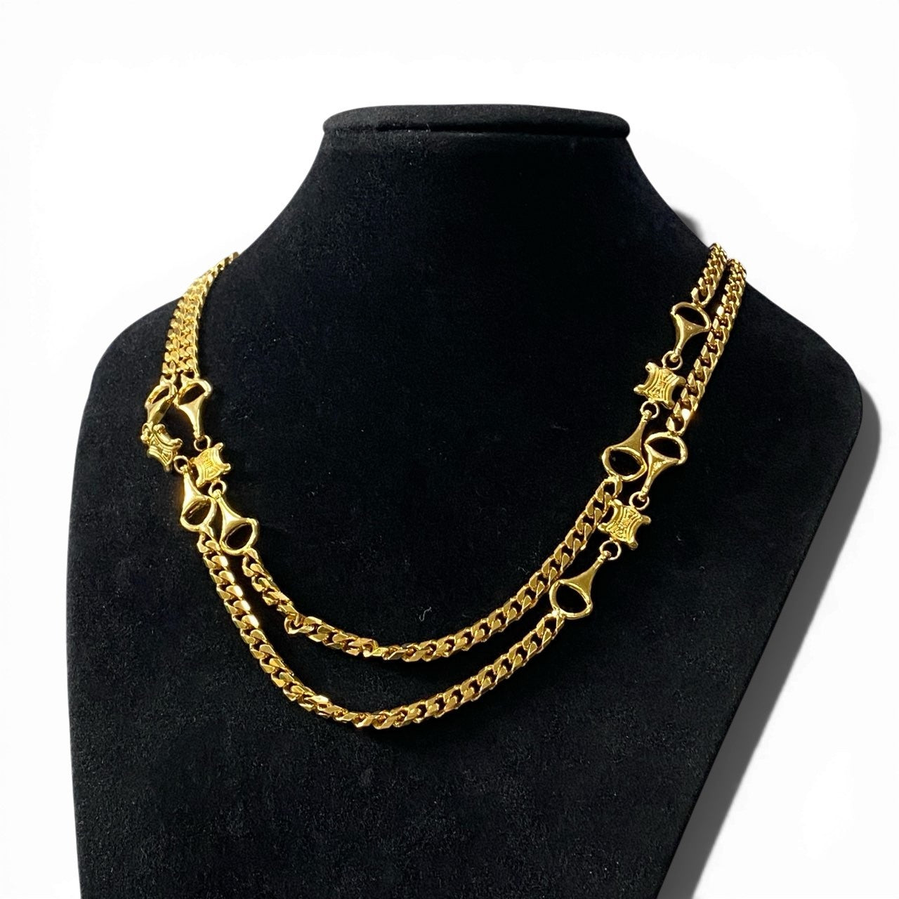 b2 〇 CELINE セリーヌ トリオンフ 喜平 ゴールドチェーン ネックレス Gold Chain Necklace Triomphet18r