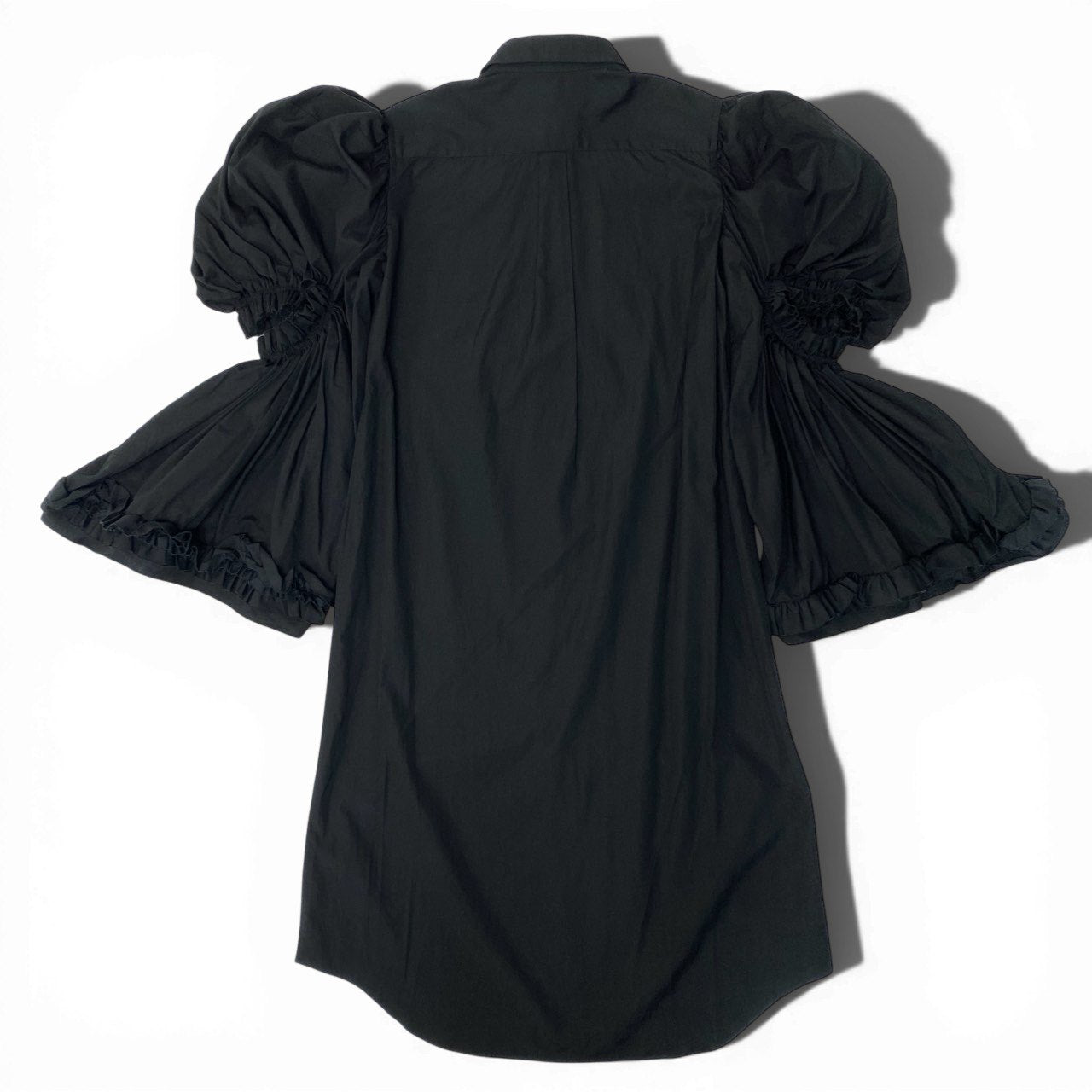 83b23 COMME des GARCONS コムデギャルソン AD2019 フリルギャザー 変形 ワンピース トップス ドレス Made In Japan GD-B008 XS ブラック コットン レディースk02i