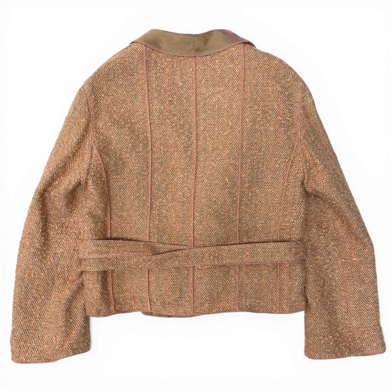 C CHANEL シャネル ヴィンテージ 99P ツイードジャケット ショート丈ジャケット ウエストリボン P13314W02507 38サイズ ベージュ系 レディース 女性用nu1