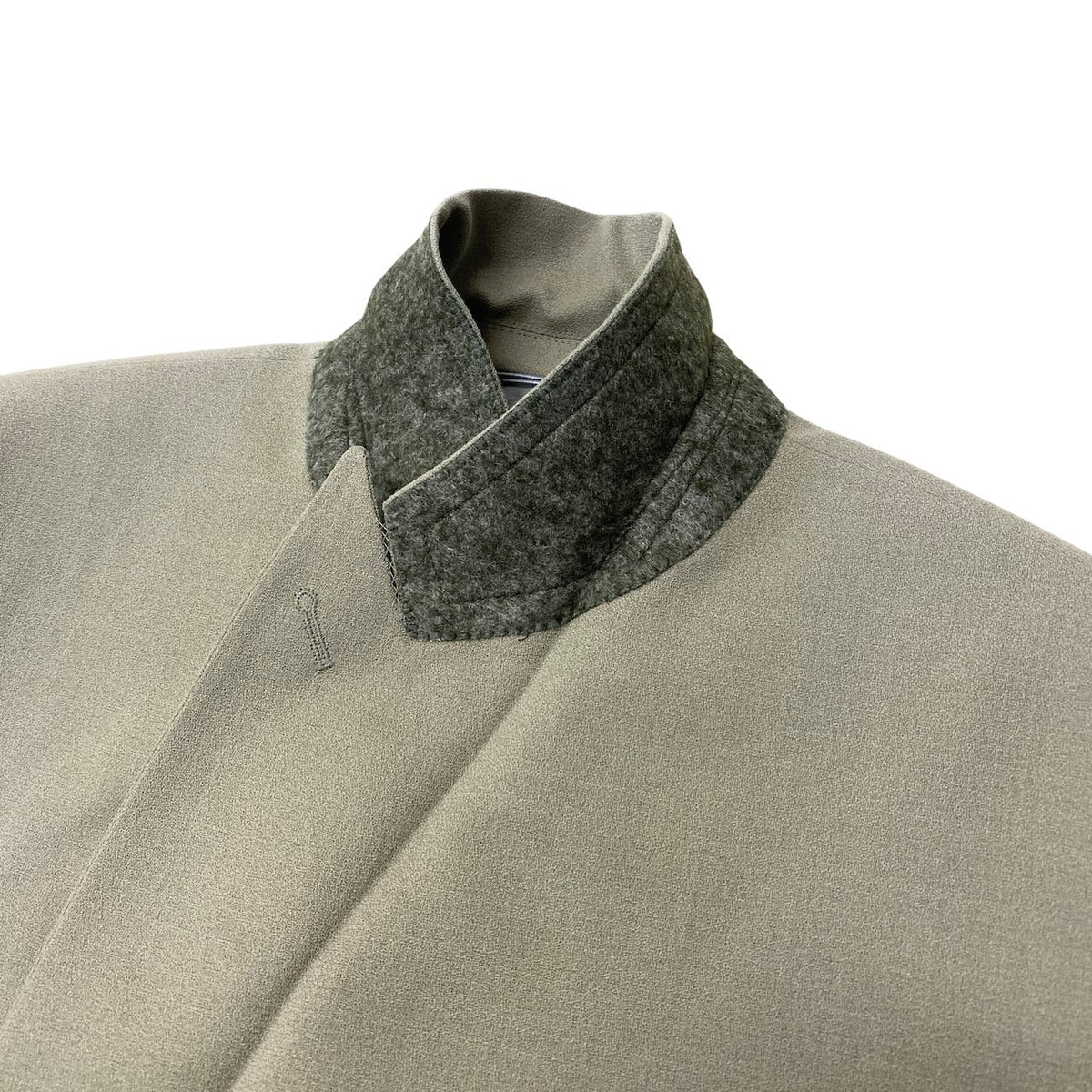 48j16【極美品】 DIOR HOMME ディオール オム ダブルブレスト テーラードジャケット スカーフ付 2way サイズ48 グリーン系 ウール100％ メンズu02t