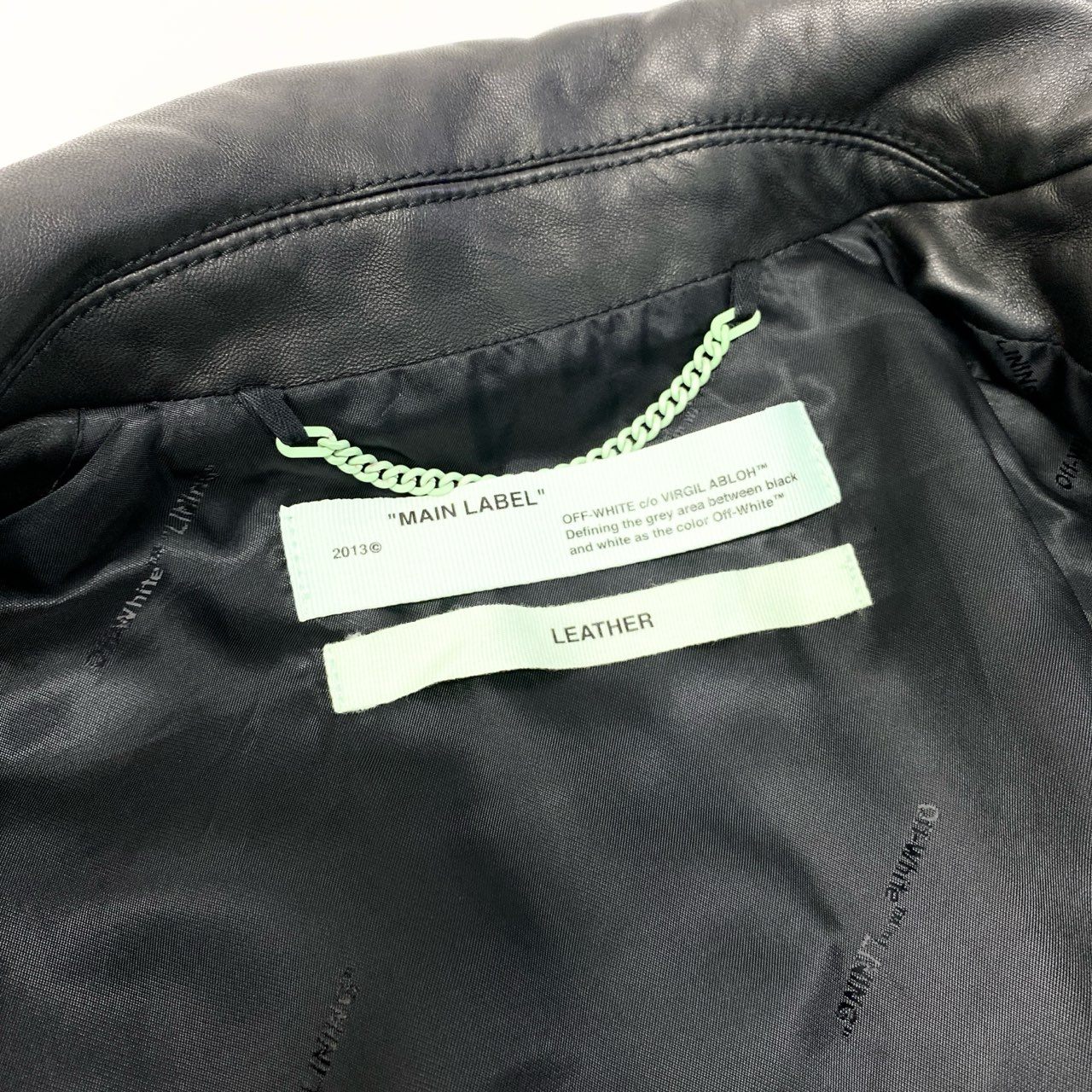 38c3 OFF-WHITE オフホワイト BERNINI レザージャケット ライダースジャケット ダブルライダースジャケット OMJG003F18983011 XSサイズ ブラック レザー メンズ 男性用o07t