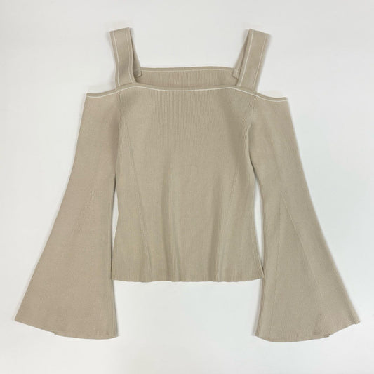 77 ADEAM アディアム ショルダーカット リブニットセーター フレアスリーブ 長袖 肩だし◎ レディース 女性用 43409 XS ベージュu02t