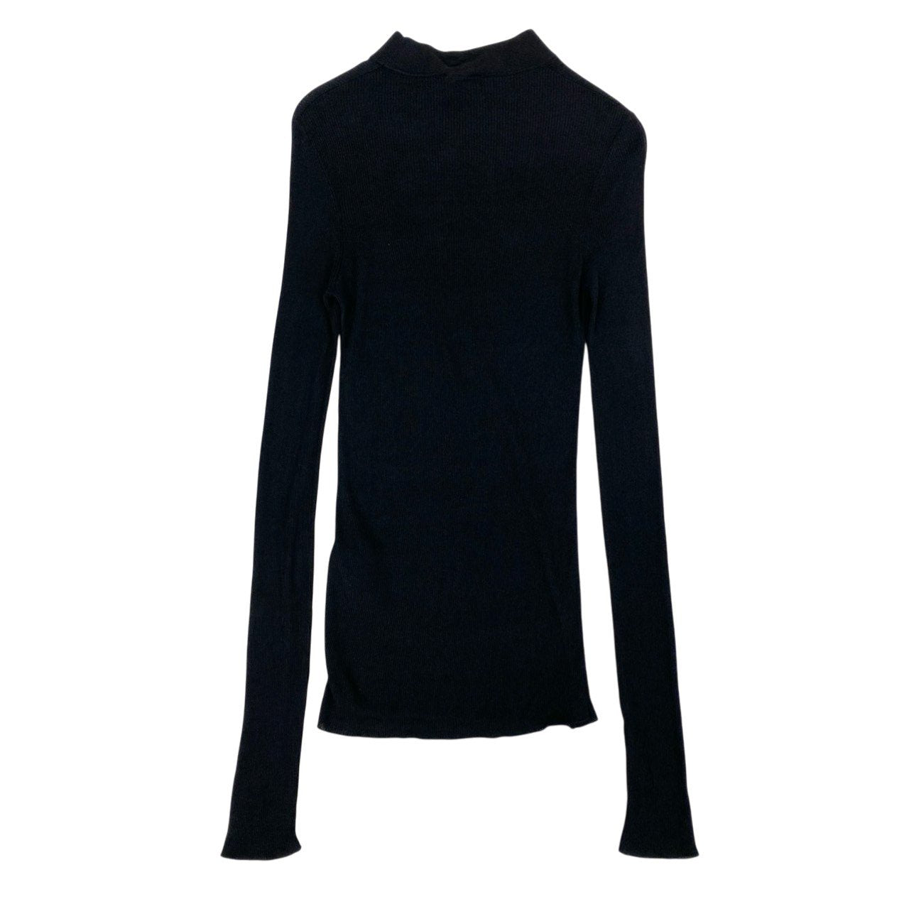 31b11【美品】SAINT LAURENT サンローラン 2023SS YSLロゴ リブニット シルクニットセーター Mサイズ ブラック シルク100％ レディース 女性用k02i
